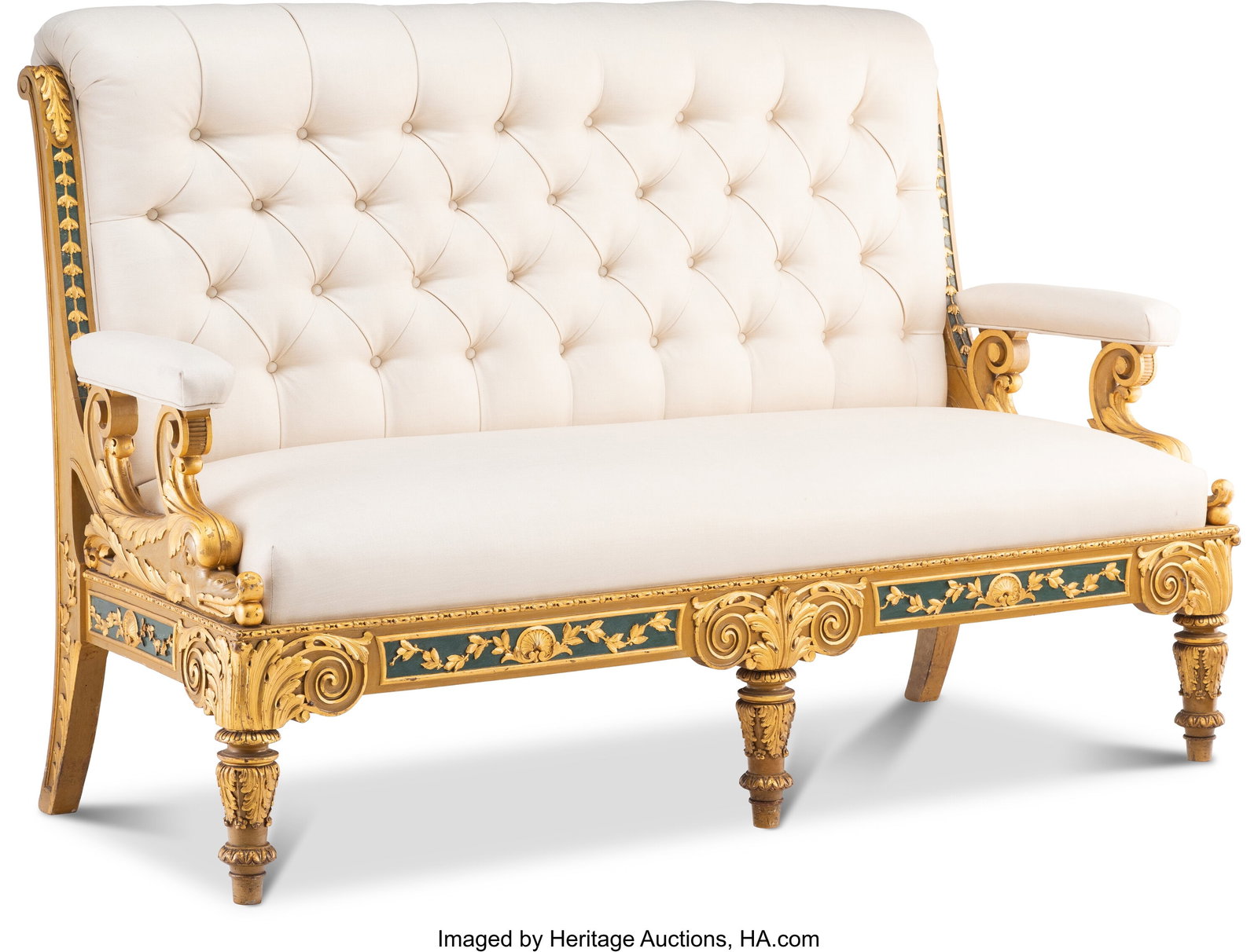 An Italian Carved Gilt and Painted Wood Sofa in  (1 of 3)