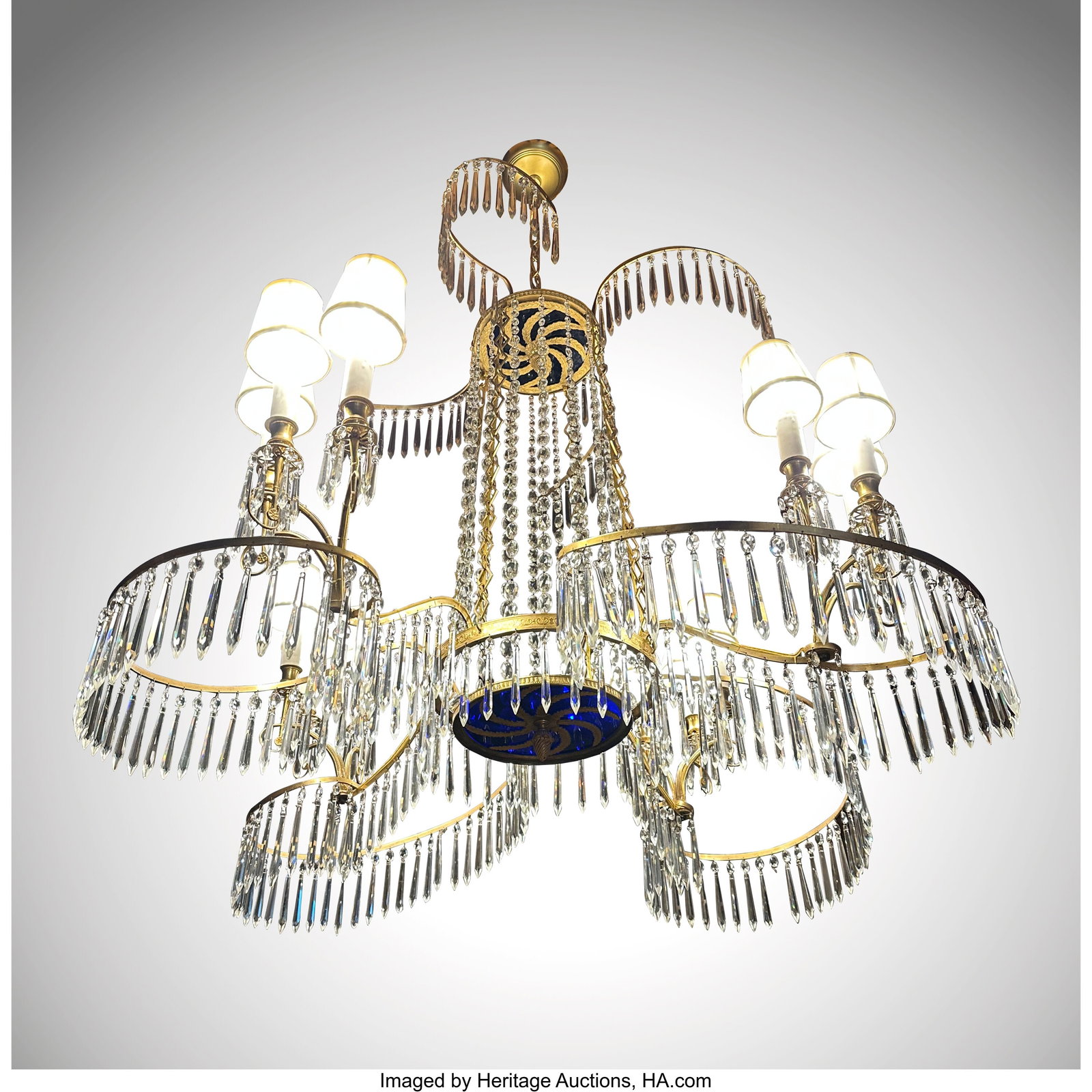 A German Glass and Gilt Bronze Twelve-Light Chan (1 of 3)