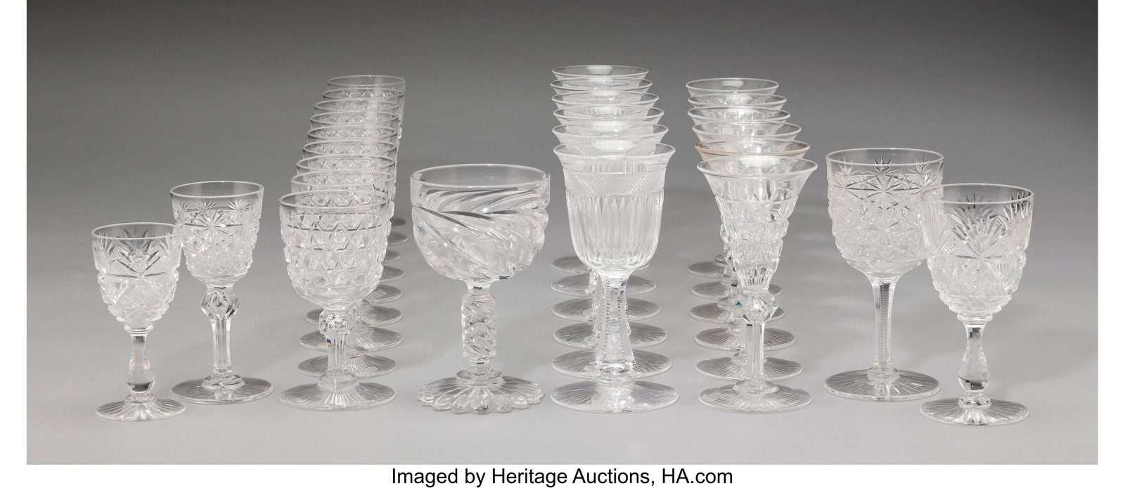 A Group of Twenty-Six Continental Cut Glass Stem (1 of 2)