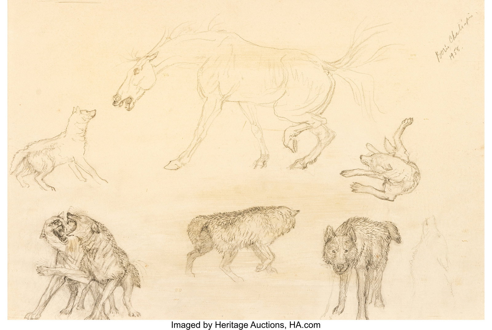 Boris Chaliapin (American, 1897-1979) Animal stu (1 of 2)