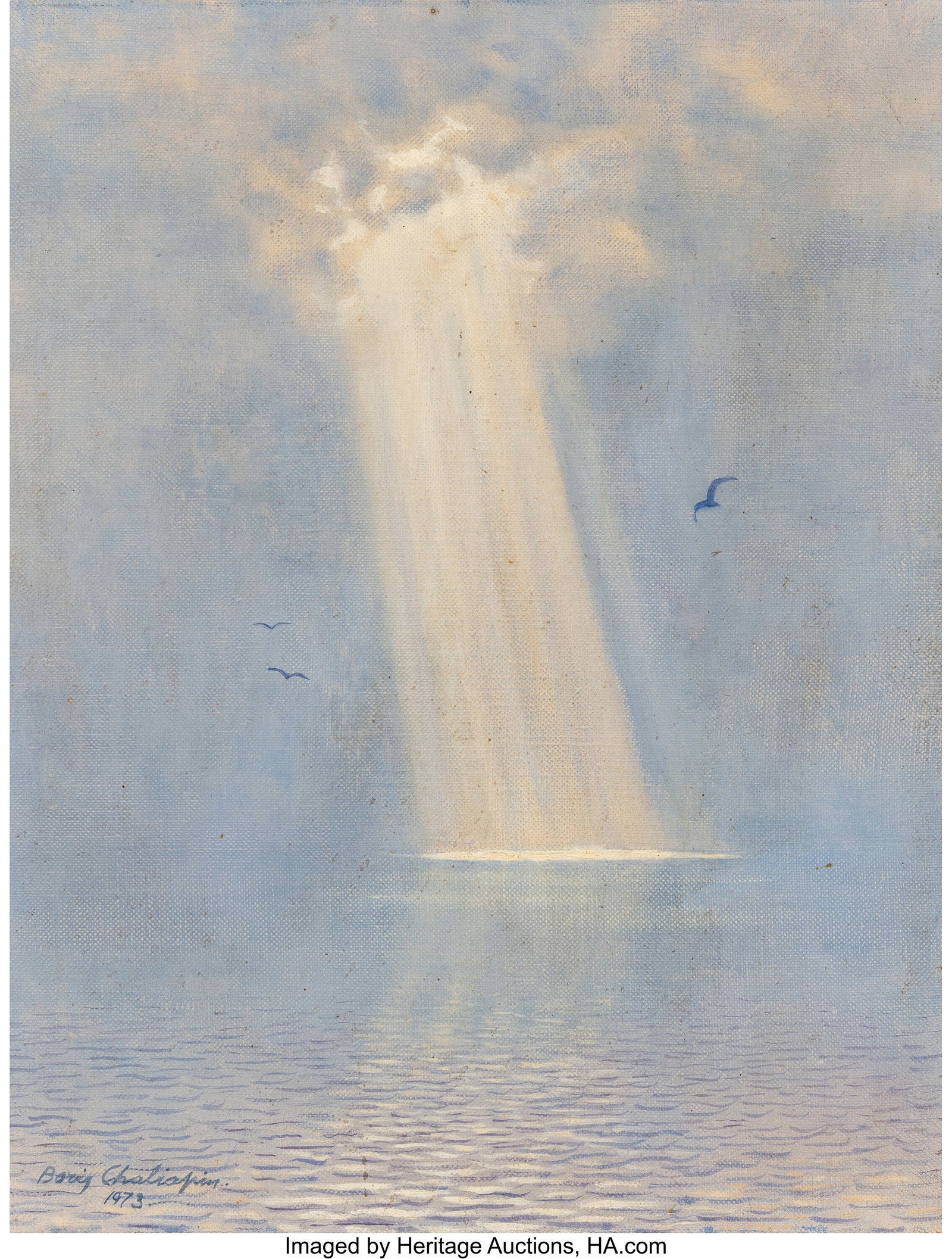 Boris Chaliapin (American, 1897-1979) Lake Leman: Boris Chaliapin (American, 1897-1979) Lake Leman, Switzerland, 1973 Oil on canvas 16-1/2 x 13 inches (41.9 x 33.0 cm) Signed and dated lower lef