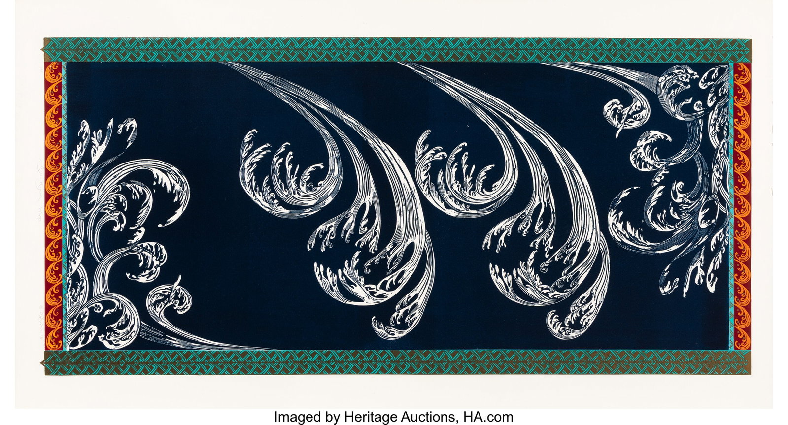 Nefertiti Goodman (American, b. 1950) Riju-Kijua: Nefertiti Goodman (American, b. 1950) Riju-Kijuan Waves, 1988 Screenprint in colors on Arches paper 47-3/4 x 26 inches (121.3 x 66.0 cm) (