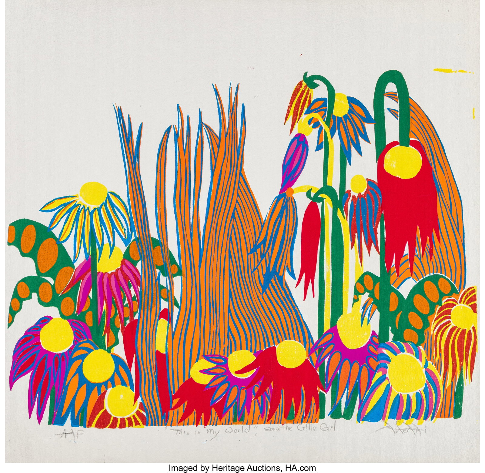 Nefertiti Goodman (American, b. 1950) "This is m: Nefertiti Goodman (American, b. 1950) "This is my world," said the little girl Screenprint in colors on wove paper 19 x 19-3/8 inches (48.3 x 49.2 c