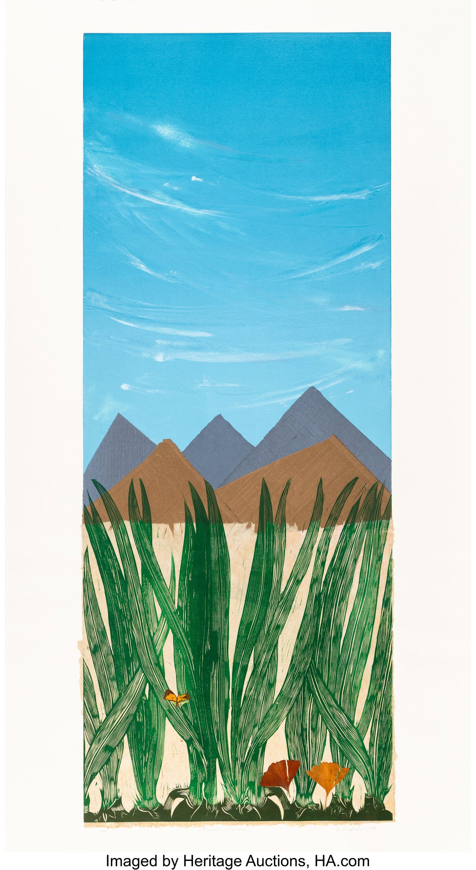 Nefertiti Goodman (American, b. 1950) Sierra Ser: Nefertiti Goodman (American, b. 1950) Sierra Serena, 1988 Linocut and collage on wove paper 47-1/2 x 26 inches (120.7 x 66.0 cm) (sheet&rp