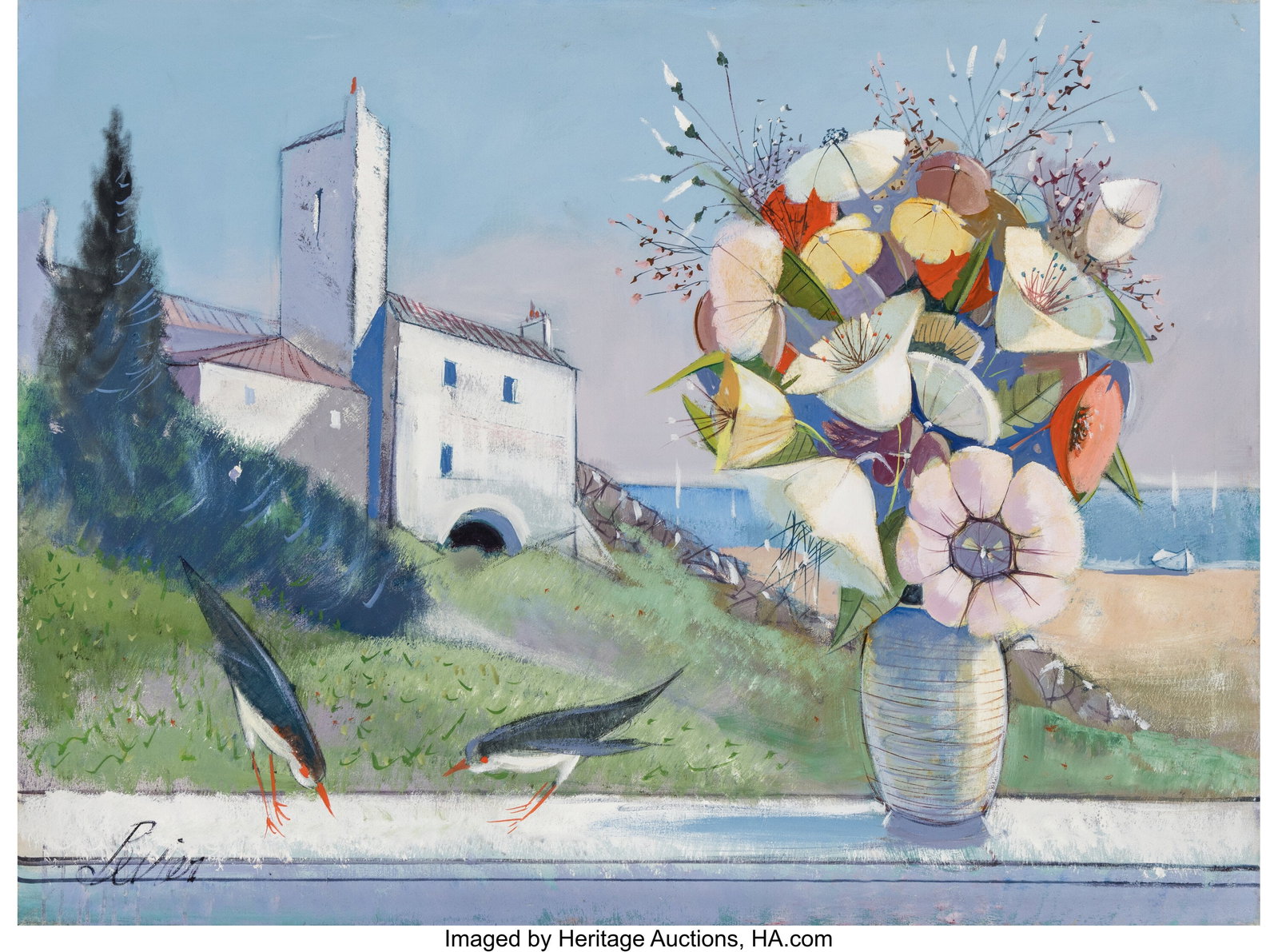 Charles Levier (French, 1920-2003) La Campagne, : Charles Levier (French, 1920-2003) La Campagne, 1979 Oil on canvas 30 x 40 inches (76.2 x 101.6 cm) Signed lower left: Levier Signed, titled&c