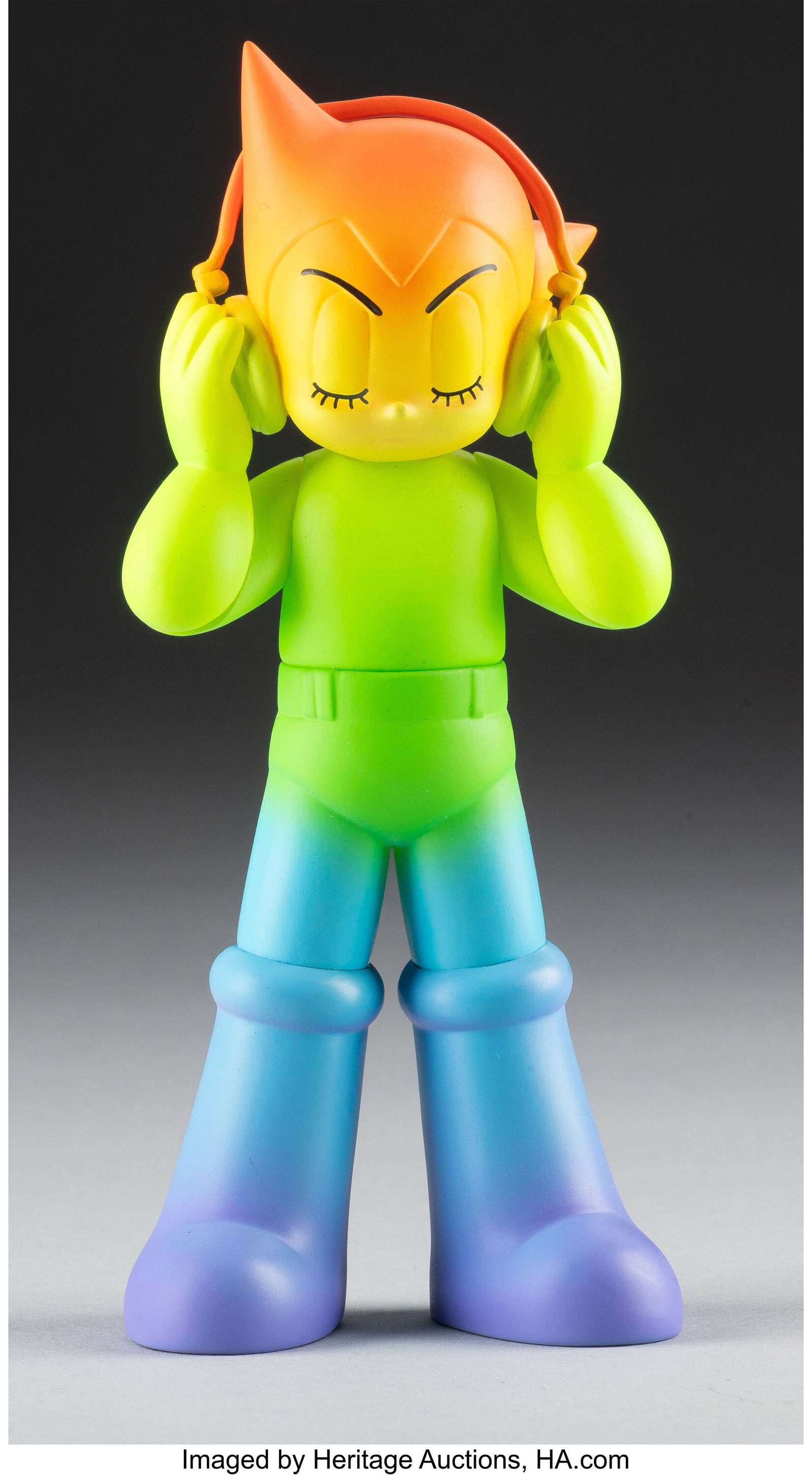 Toy Qube Astro Boy DJ (Rainbow Edition), 2021 Pa: Toy Qube Astro Boy DJ (Rainbow Edition), 2021 Painted cast vinyl 6 x 2-3/4 x 1-5/8 inches (15.2 x 7.0 x 4.1 cm) Stamped to underside: ©