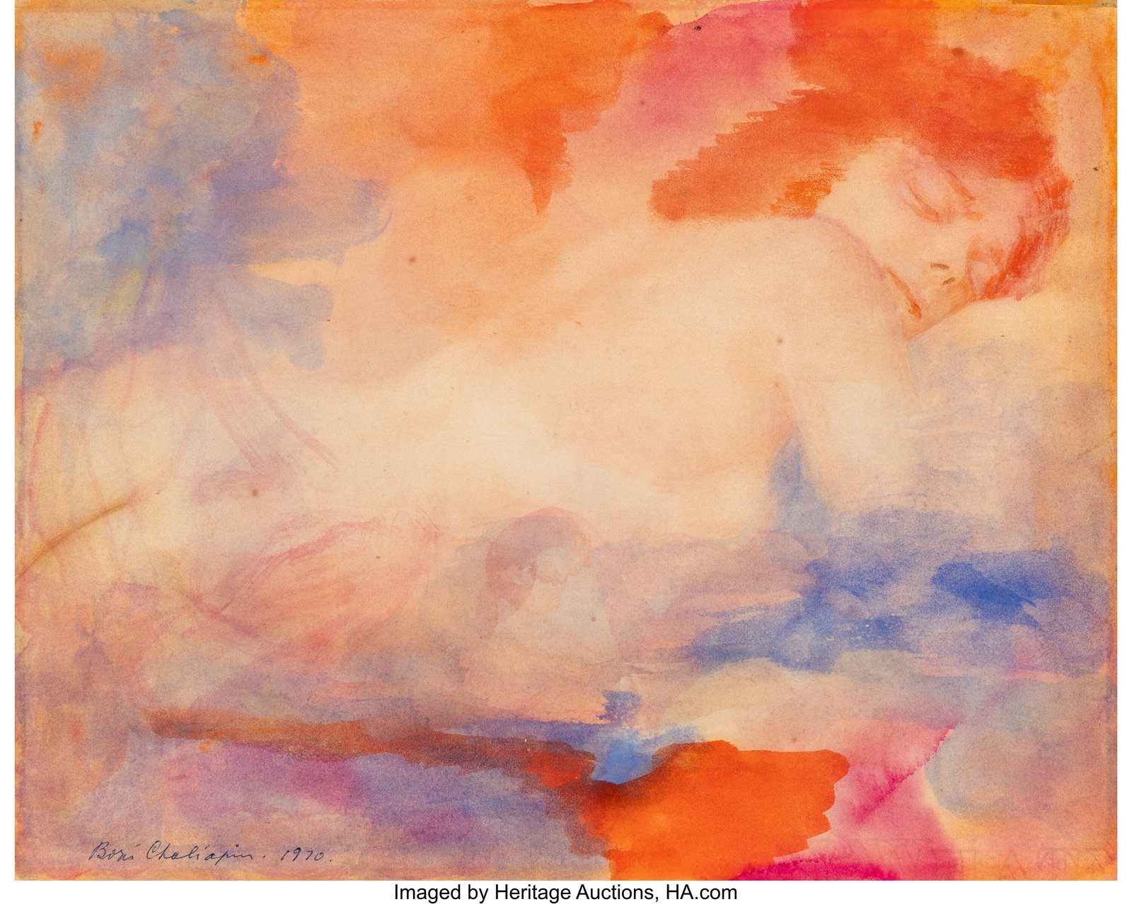 Boris Chaliapin (American, 1897-1979) Sleeping w (1 of 2)