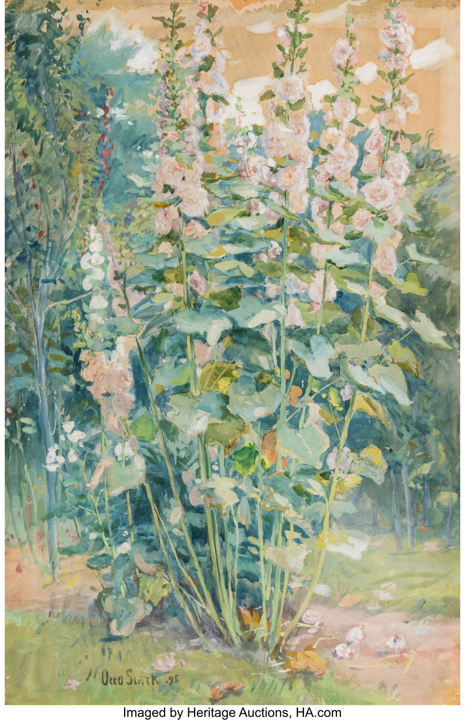 Otto Stark (American, 1859-1926) Hollyhocks, 189 (1 of 2)