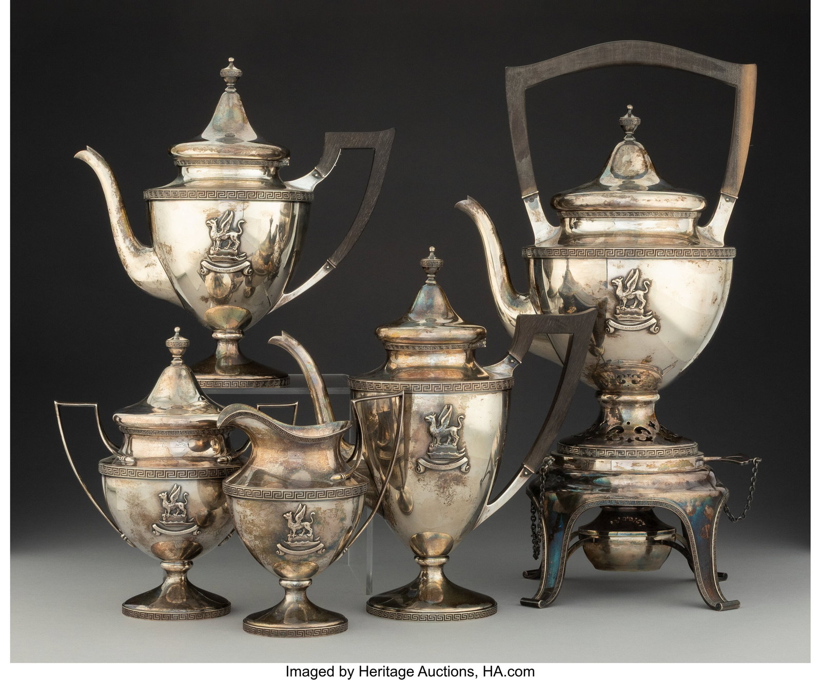 A Five-Piece Shreve & Co. Partial Gilt Silver Te (1 of 5)