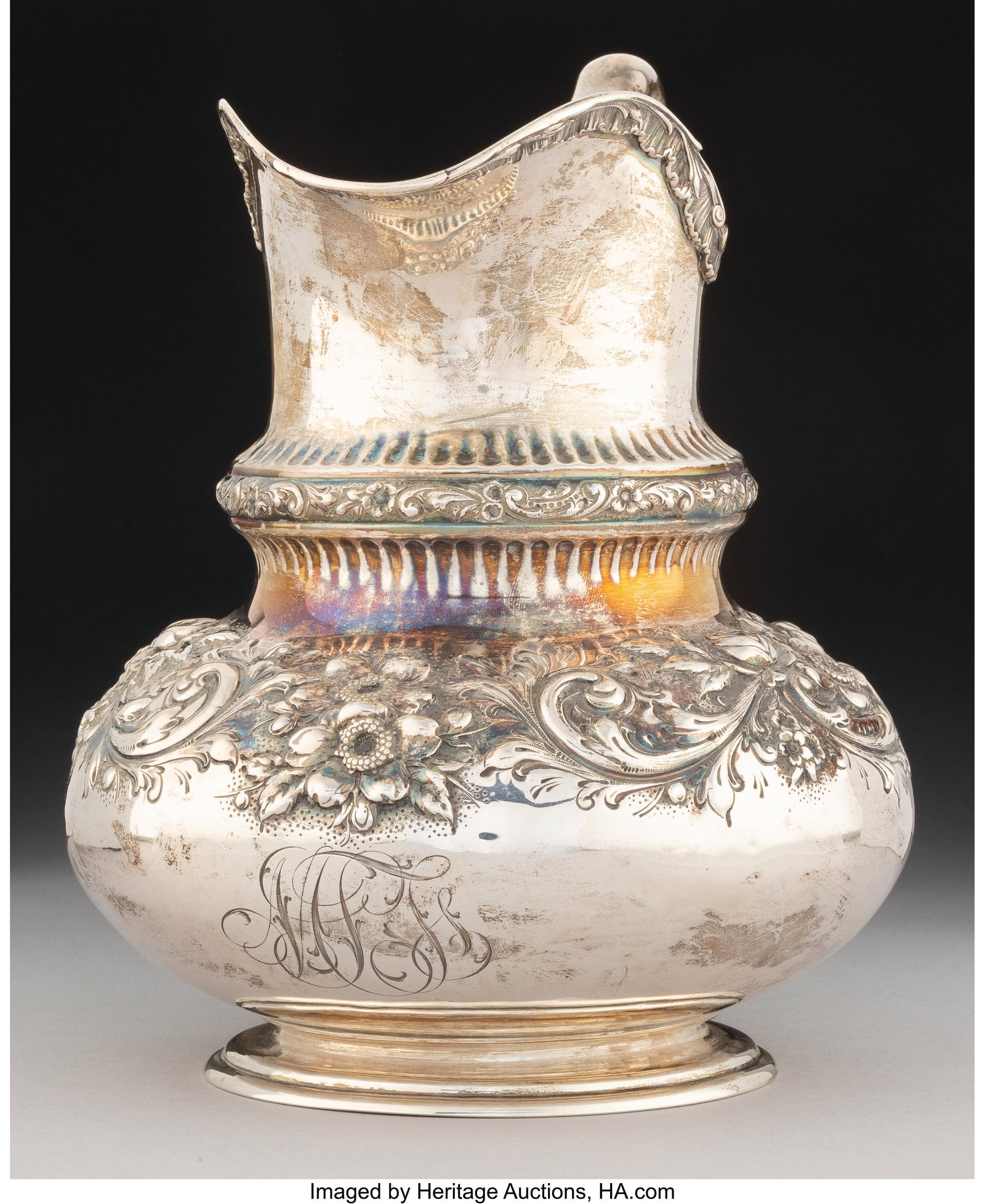 A Reed & Barton Silver Repoussé Water Pitcher w (1 of 5)