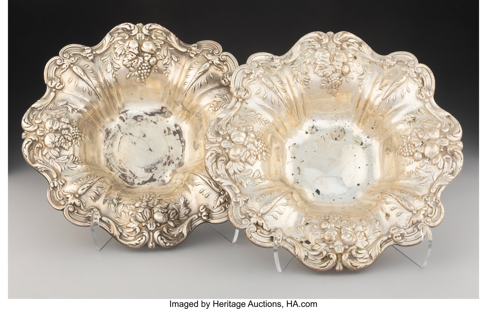 A Pair of Reed & Barton Francis I Pattern Silver: A Pair of Reed & Barton Francis I Pattern Silver Serving Bowls, Taunton, Massachusetts, designed 1907 Marks: REED & BARTON STERLING, X569, FRANCIS I 2-1&sol