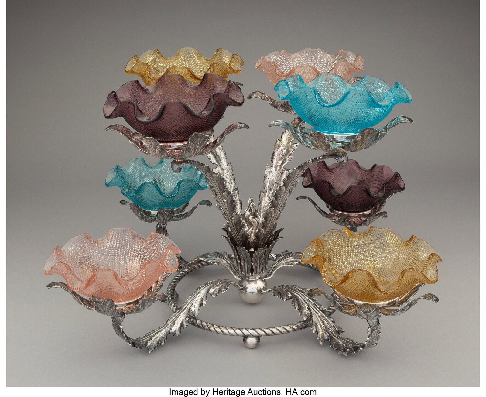 An Italian Silver-Plated and Colored Glass Eperg (1 of 3)