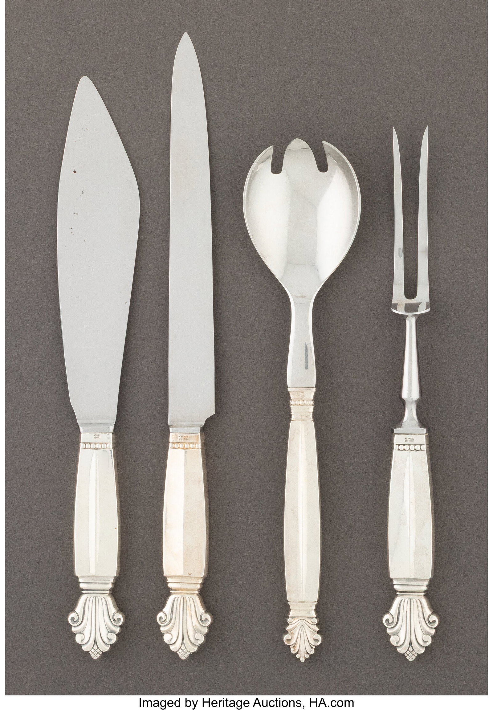 Four Georg Jensen Acanthus Pattern Silver Servin (1 of 4)