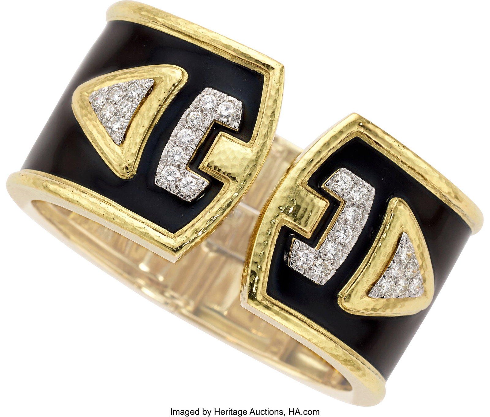 David Webb Diamond, Enamel, Platinum, Gold Brace (1 of 2)