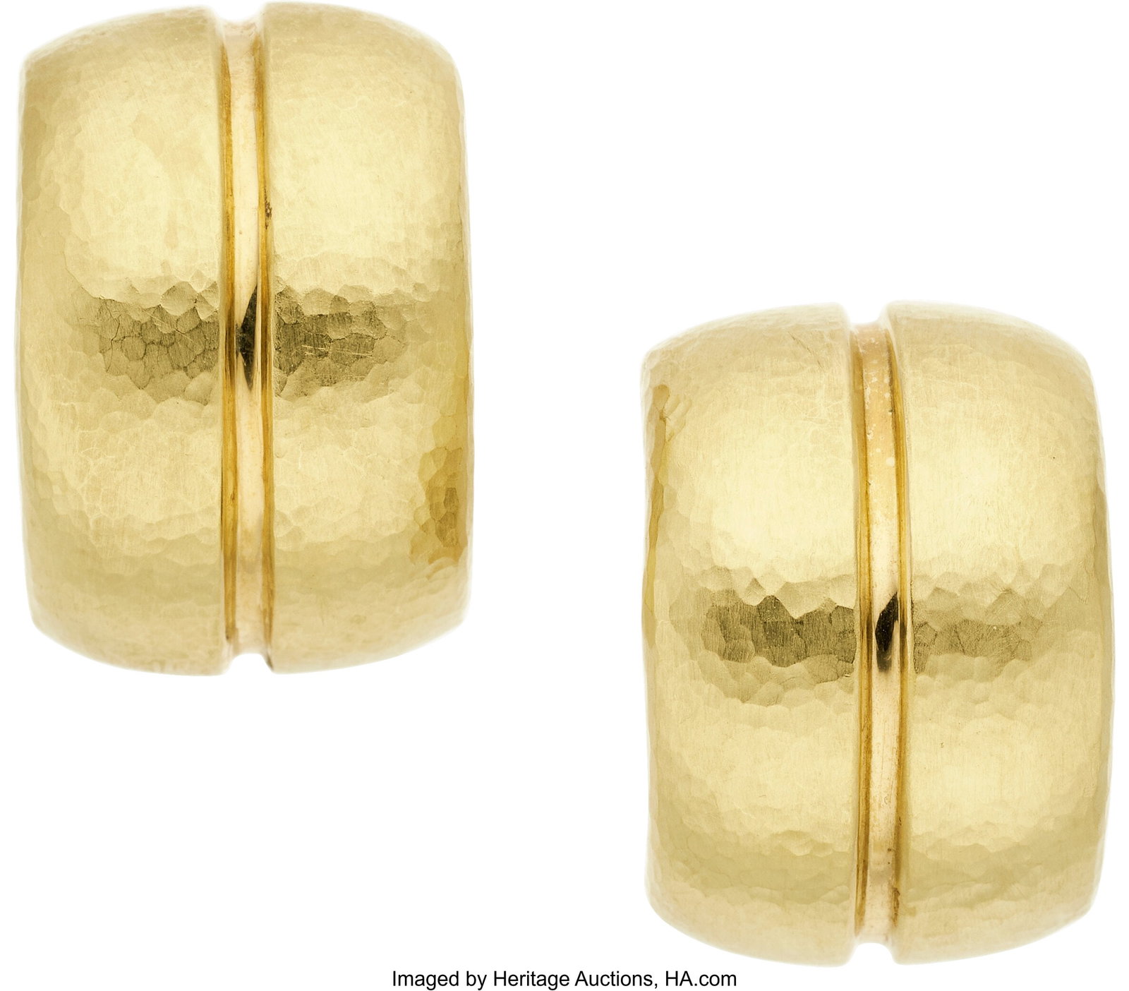 Ettore Panelli Gold Earrings Metal: 18k gold Ma: Ettore Panelli Gold Earrings Metal: 18k gold Marked: for Ettore Panelli Weight: 20.00 grams Dimensions: 1-1/8 inches x 3/4 inch *Note: Earrings are des