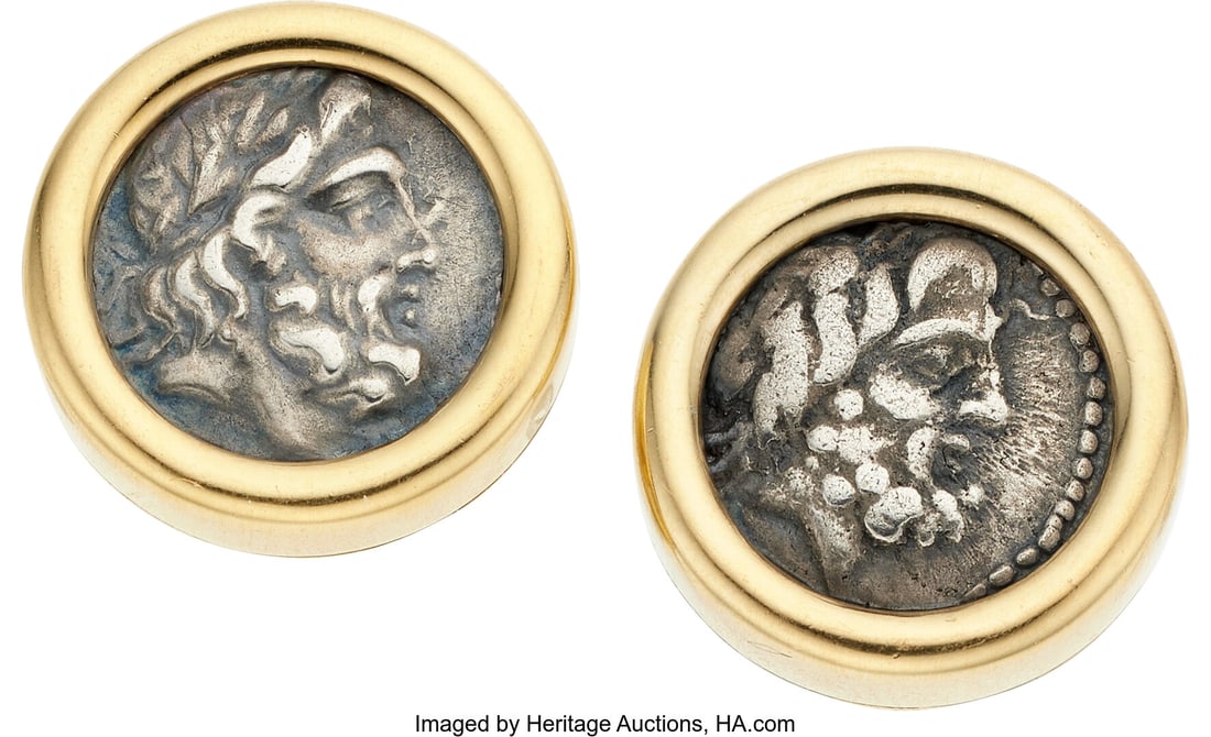 Bvlgari Ancient Coin, Gold Earrings Coins: Zeus (1 of 2)