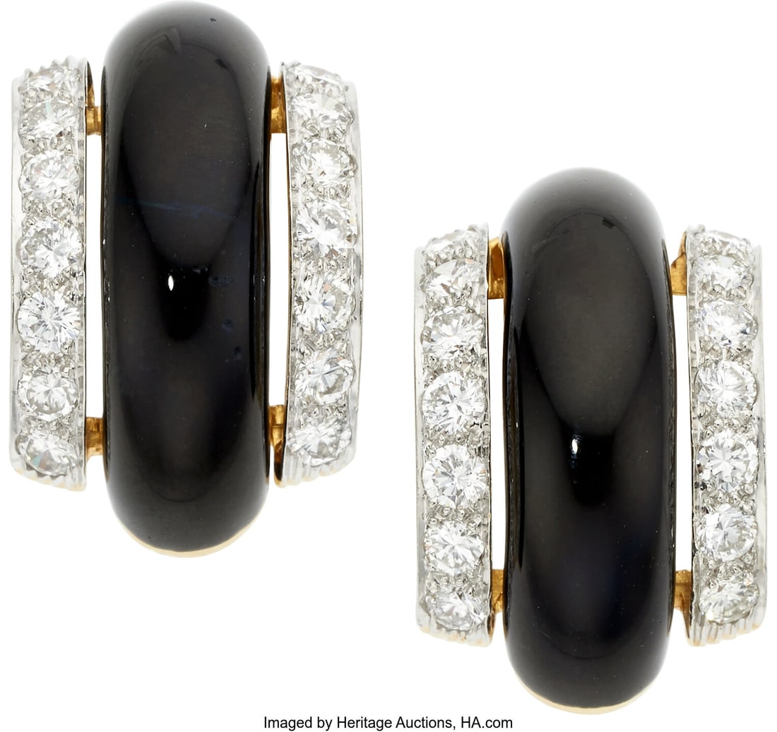 David Webb Diamond, Enamel, Platinum, Gold Earri (1 of 2)