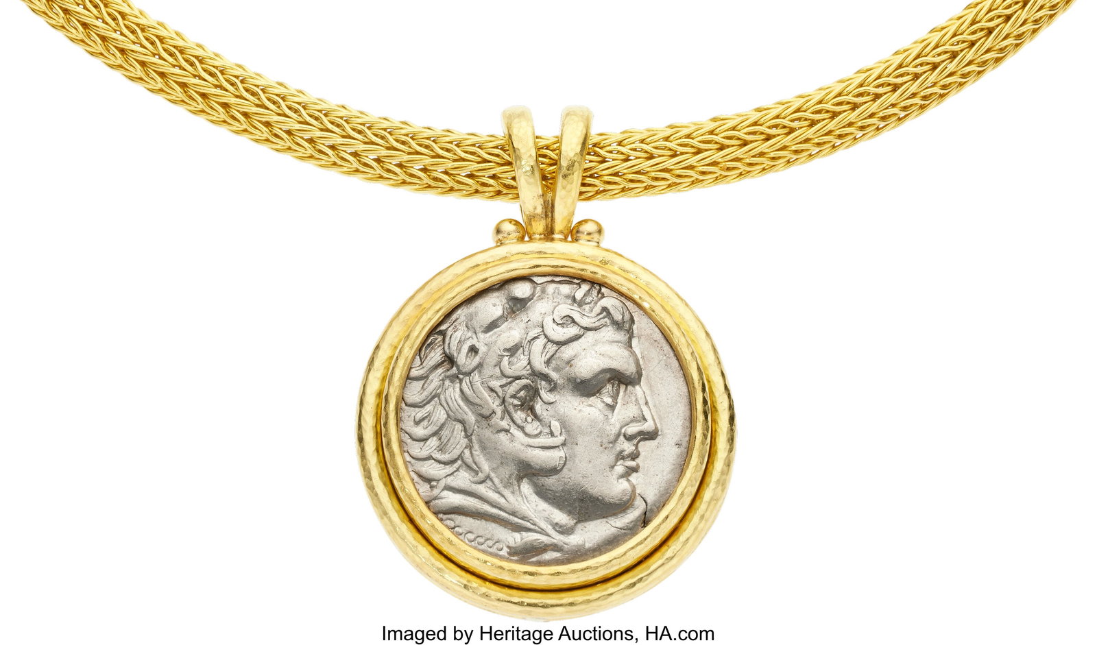 Elizabeth Locke Ancient Coin, Gold Pendant-Neckl: Elizabeth Locke Ancient Coin, Gold Pendant-Necklace Coin: Alexander III, Macedonian Kingdom, Tetradrachm Metal: 18k gold Marked: &pound; for Elizabeth Lock