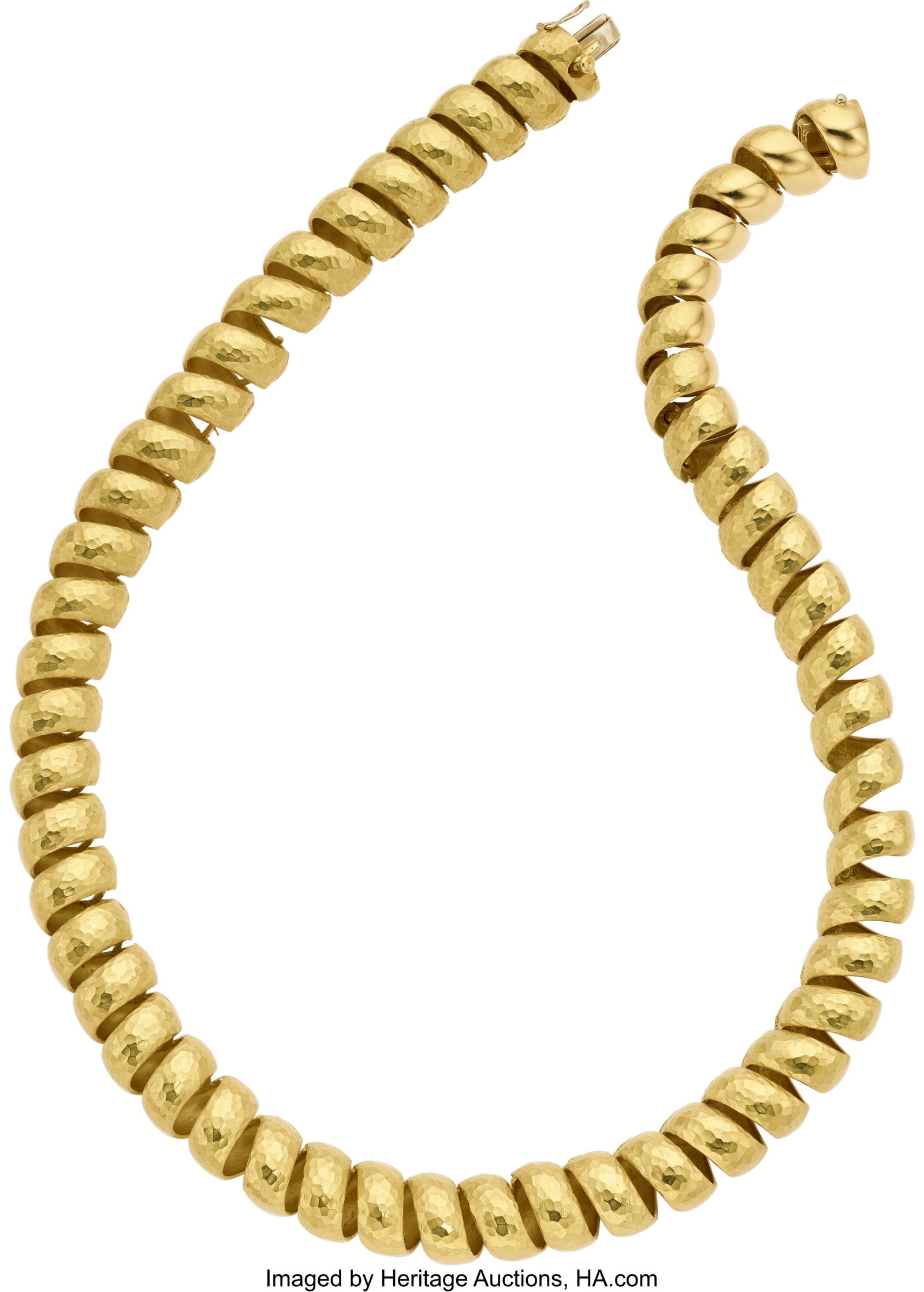 Gold Necklace Metal: 18k gold Weight: 129.20 gr: Gold Necklace Metal: 18k gold Weight: 129.20 grams Dimensions: 17 inches x 1/2 inch Estate of Joyce Daily Goodman, Houston, Texas HID03101062020 © 2026 He