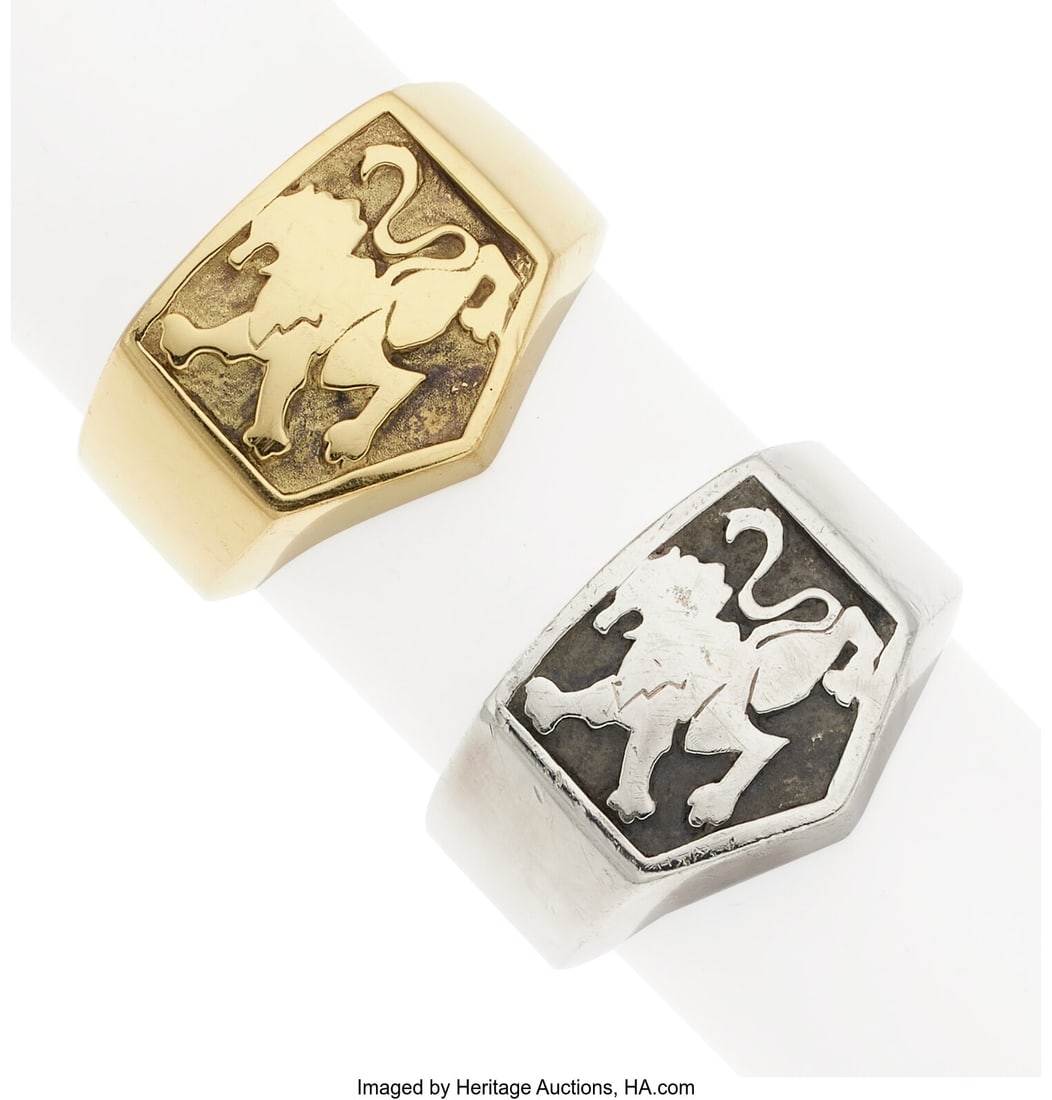 Dunhill Gold, Silver Rings Metal: 18k and silve: Dunhill Gold, Silver Rings Metal: 18k and silver Marked: Dunhill Marked: Swiss hallmarks (St. Bernard) Gross Weight: 33.60 grams Size: 10-1&