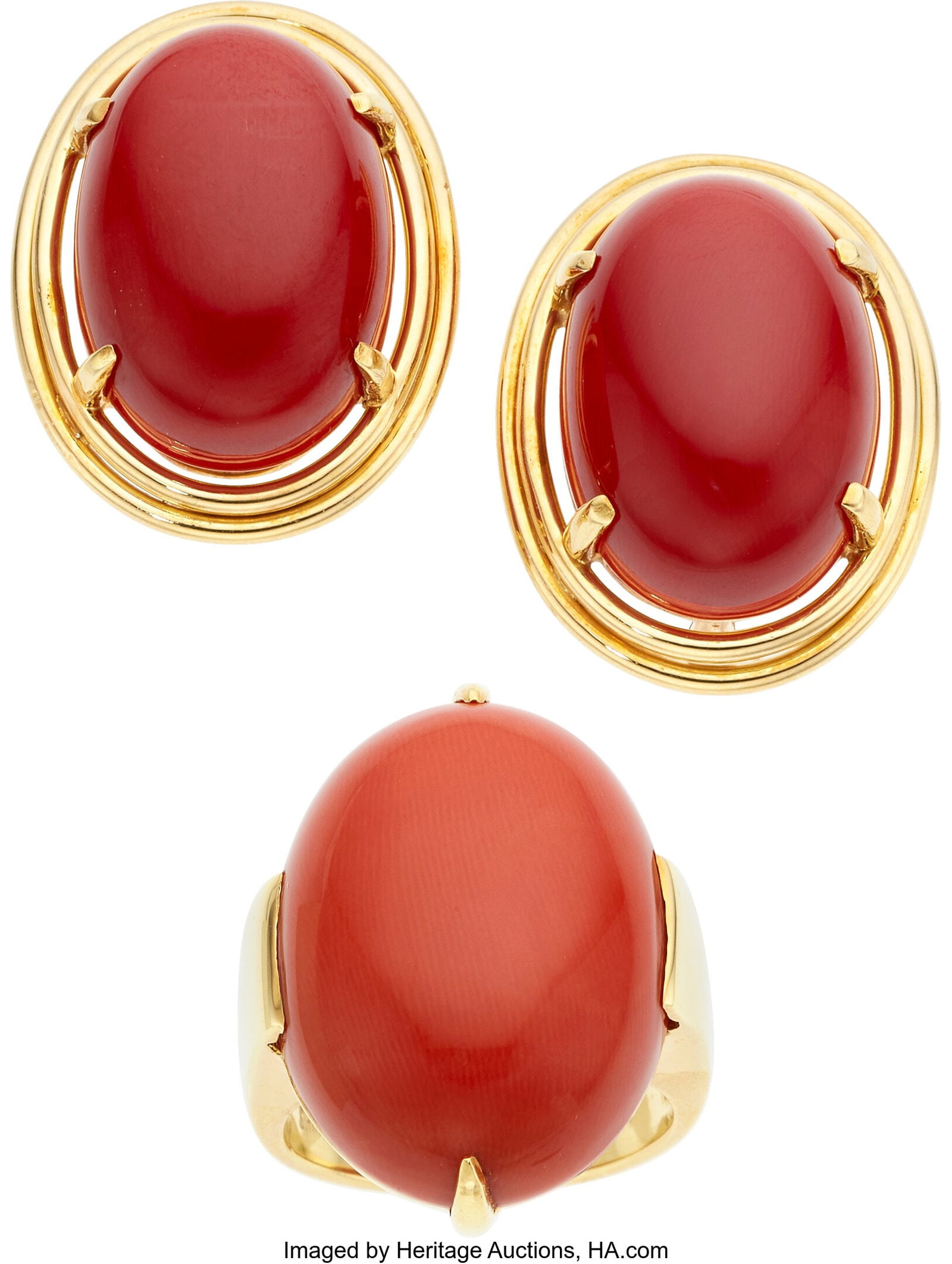 Gump's Coral, Gold Jewelry Suite Stones: Coral  (1 of 2)