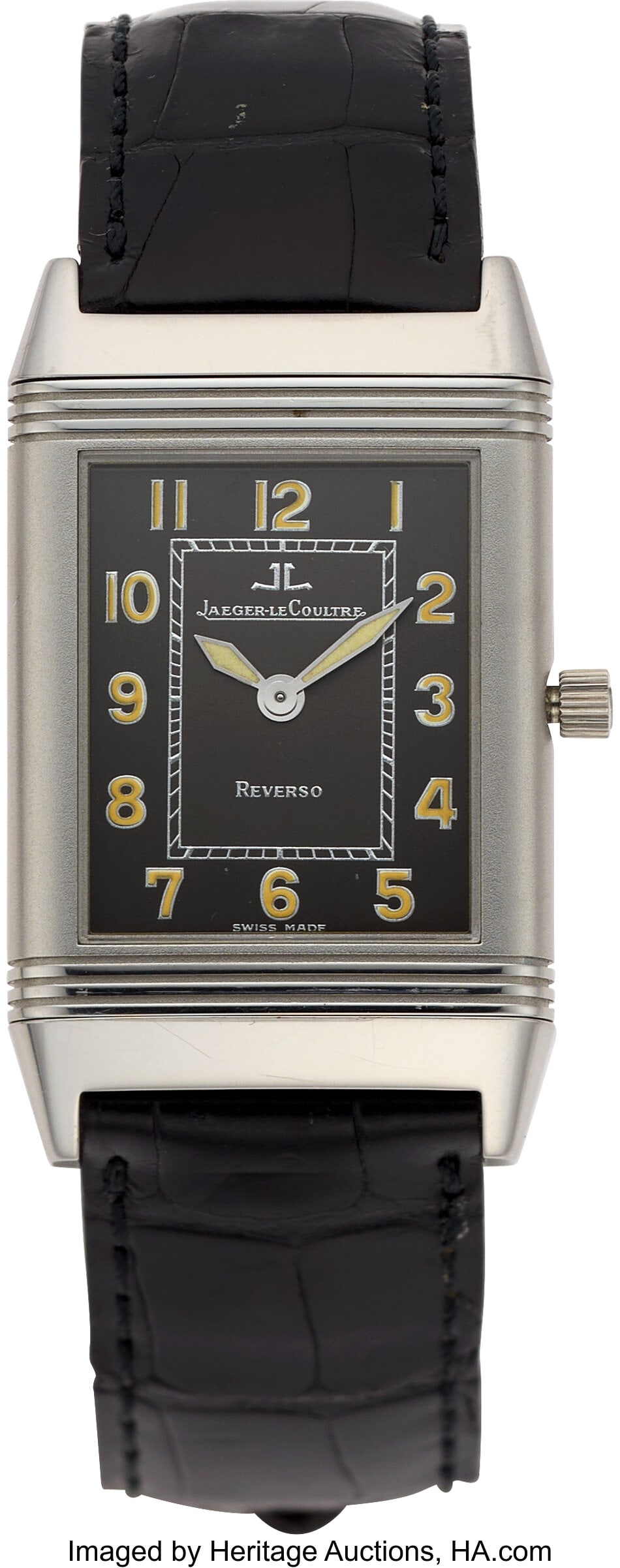 Jaeger LeCoultre Stainless Steel Reverso Shadow : Jaeger LeCoultre Stainless Steel Reverso Shadow Watch, circa 1990s Case: 23 x 39 mm, rectangle, stainless steel, reversable satin finish stainless steel back, secur