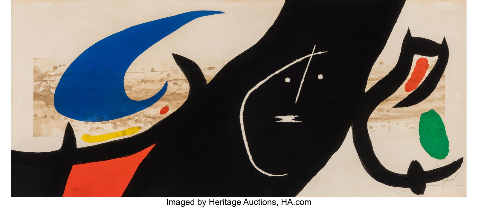 Joan Miró (1893-1983) Maja Negra, 1973 Aquatint: Joan Miró (1893-1983) Maja Negra, 1973 Aquatint, etching, and carborundum on Arches paper 23-1/4 x 54-1/4 inches (59.1 x 137.8 cm)