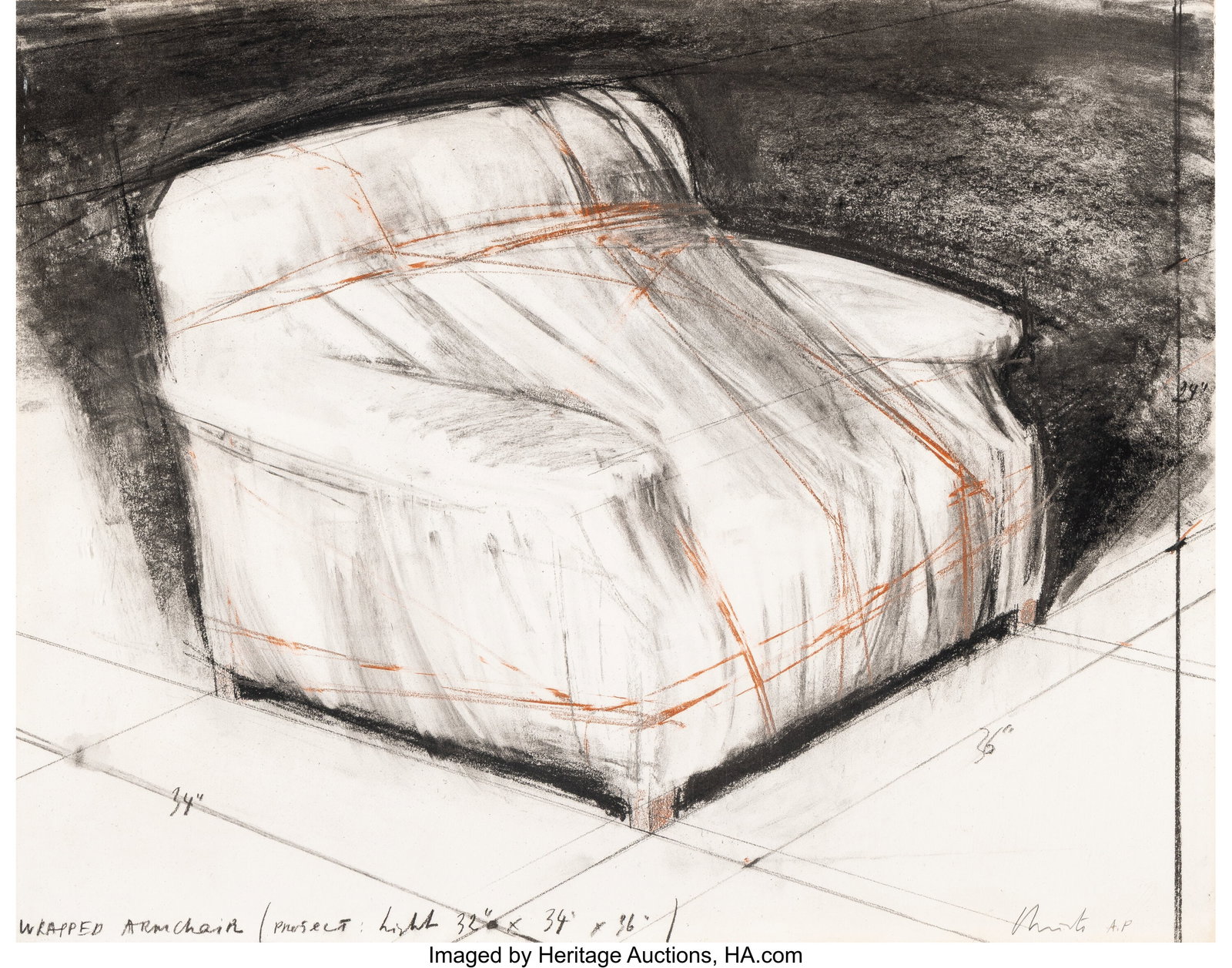 Christo (1935-2020) Wrapped Armchair, Project, 1 (1 of 1)