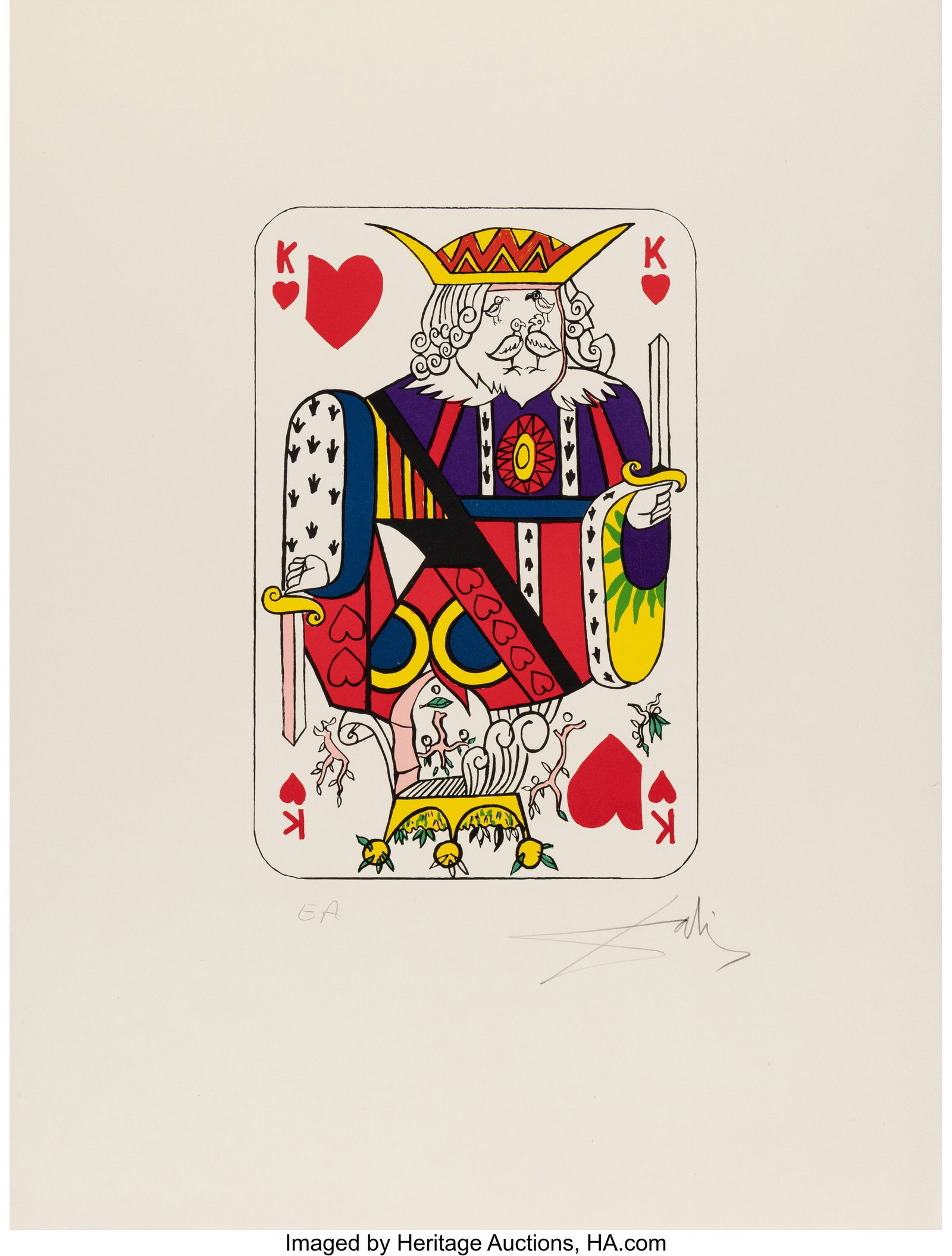 Salvador Dalí (1904-1989) King of Hearts, from : Salvador Dalí (1904-1989) King of Hearts, from Playing Cards, 1972 Lithograph in colors on wove paper 26 x 19-3/4 inches (66.0 x 50.2 cm) &lpar