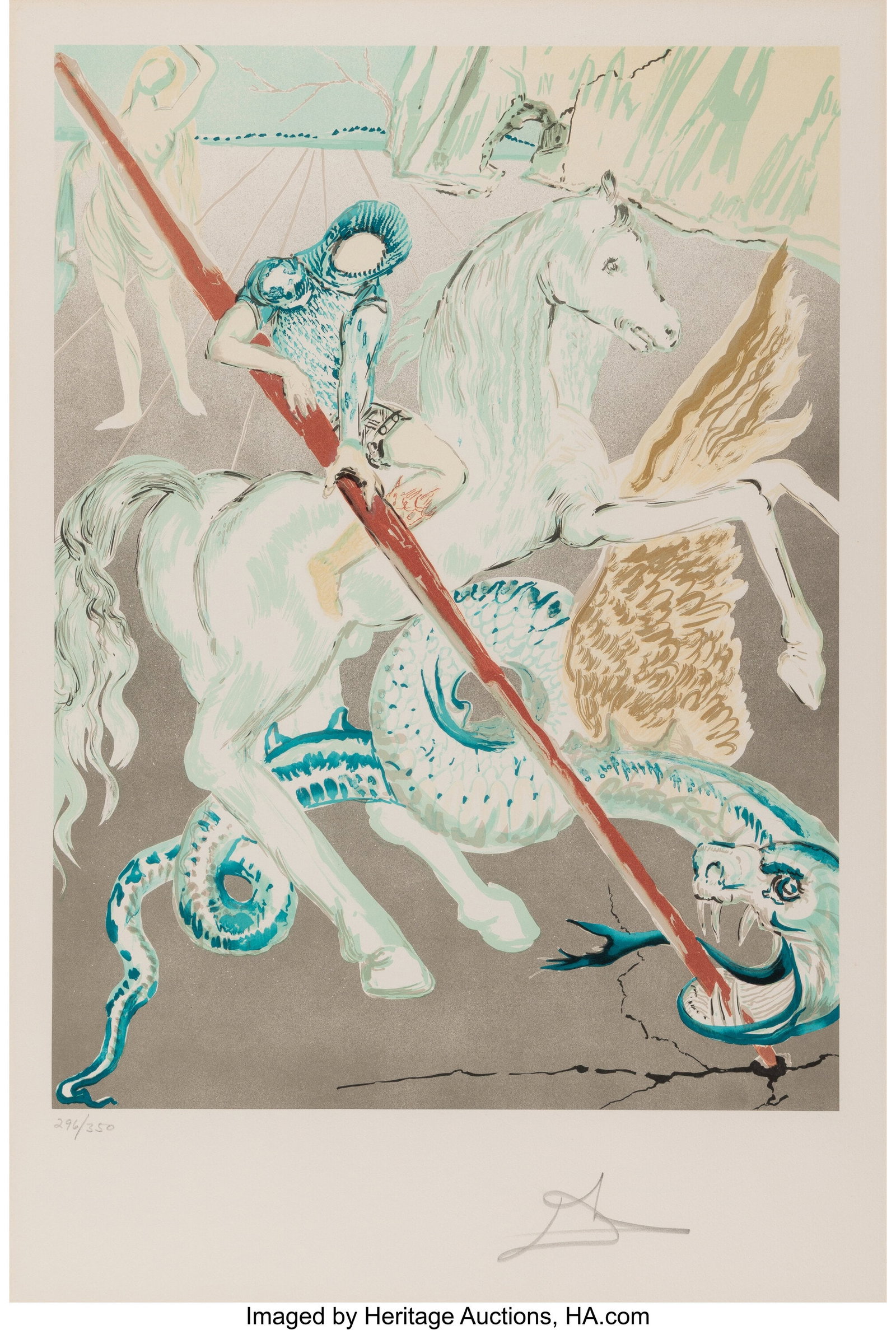 Salvador Dalí (1904-1989) The Lance of Chivalry: Salvador Dalí (1904-1989) The Lance of Chivalry, from Retrospective, 1978 Lithograph in colors on Arches paper 28-1/4 x 19 inches (71.8 x 48.3 cm&rp