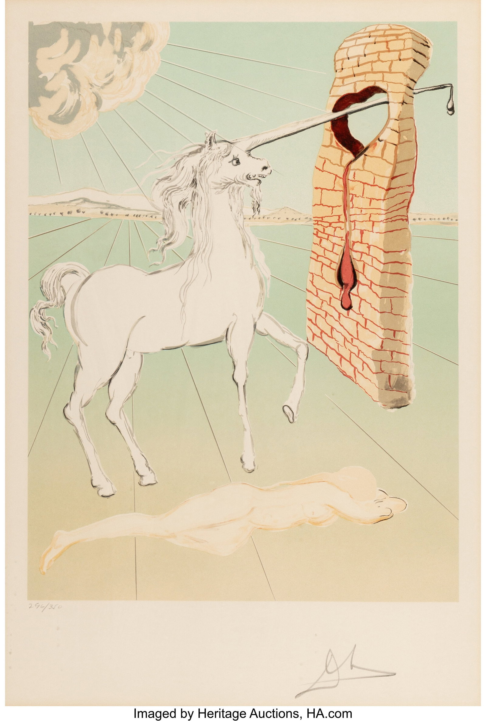Salvador Dalí (1904-1989) The Agony of Love, fr: Salvador Dalí (1904-1989) The Agony of Love, from Retrospective, 1978 Lithograph in colors on Arches paper 28-1/4 x 19 inches (71.8 x 48.3 cm) 