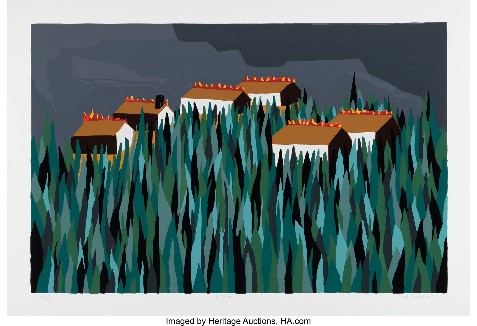 Jacob Lawrence (1917-2000) The Burning, from The: Jacob Lawrence (1917-2000) The Burning, from The Life of Toussaint L'Ouverture, 1997 Screenprint in colors on Rising two-ply rag paper 22 x 32 inches (55.9 x 81&perio