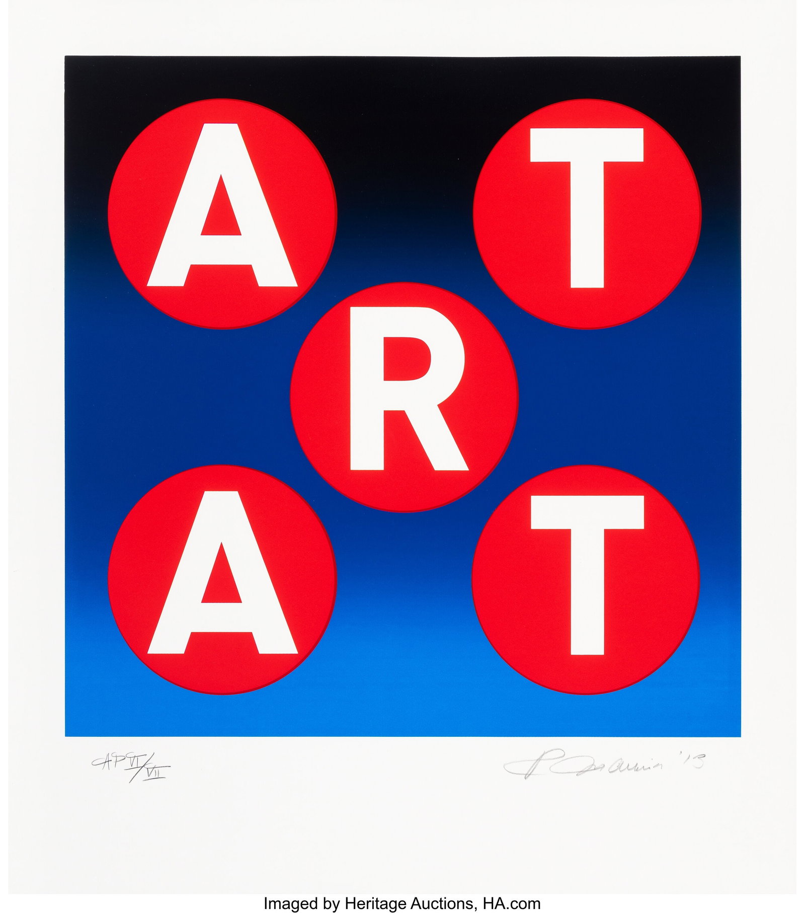 Robert Indiana (1928-2018) ART, 2013 Screenprint (1 of 2)