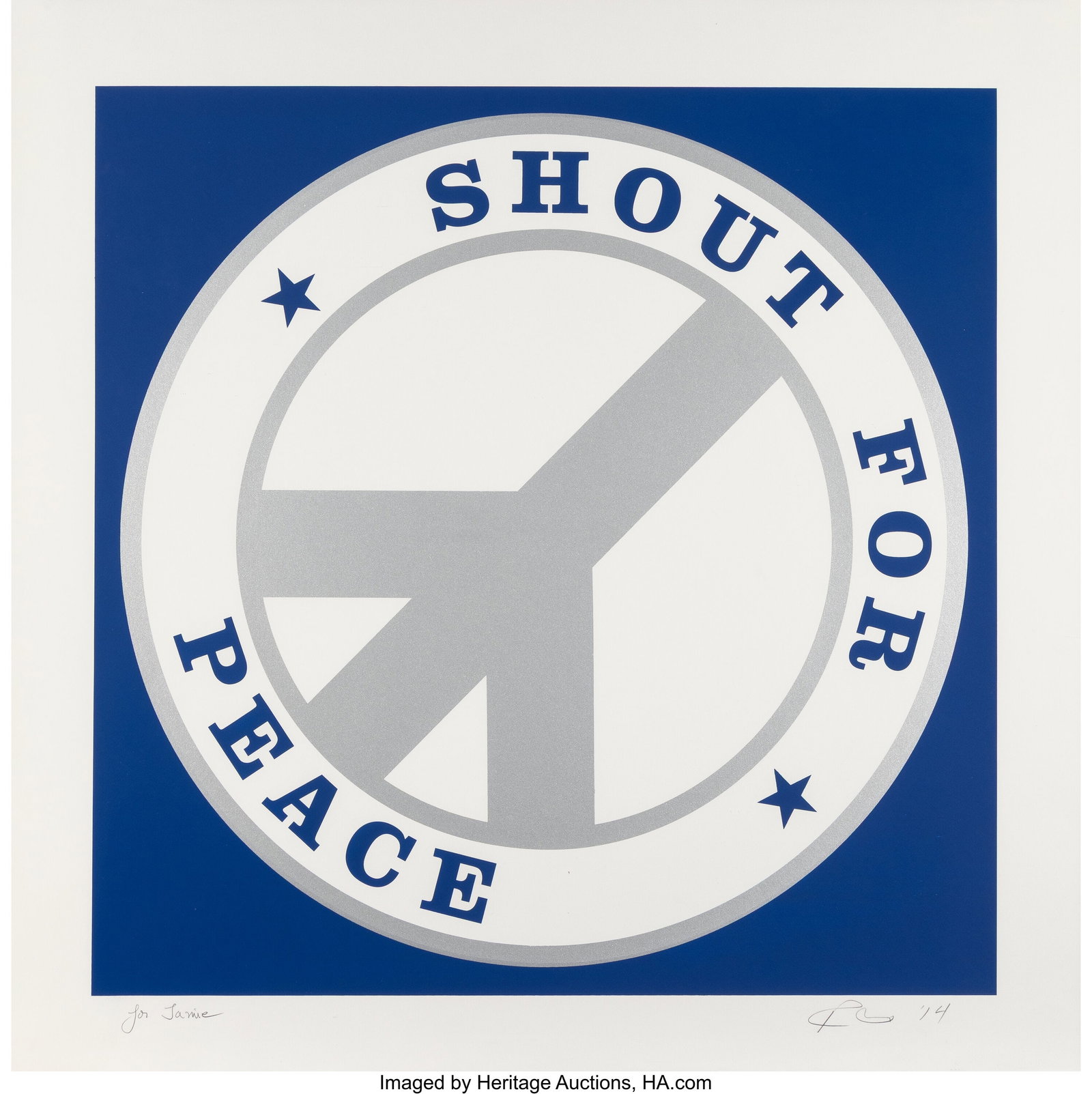Robert Indiana (1928-2018) Shout for Peace (Blue (1 of 1)