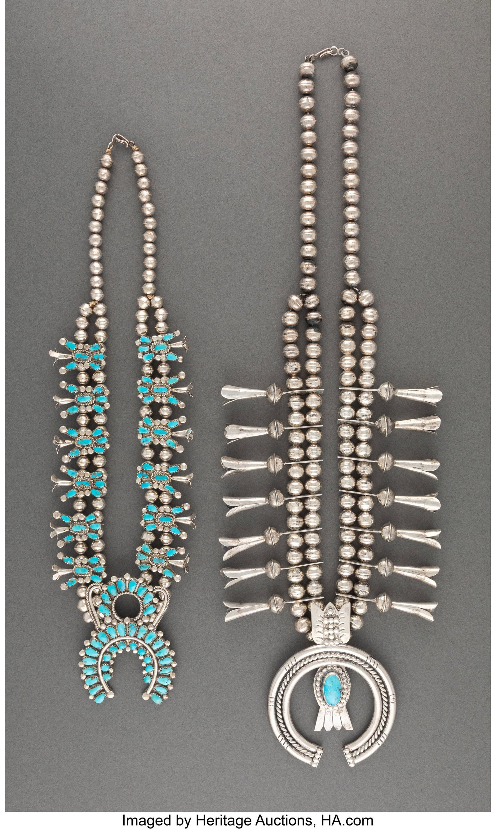Two Southwest Squash Blossom Necklaces c. 1975  (1 of 2)