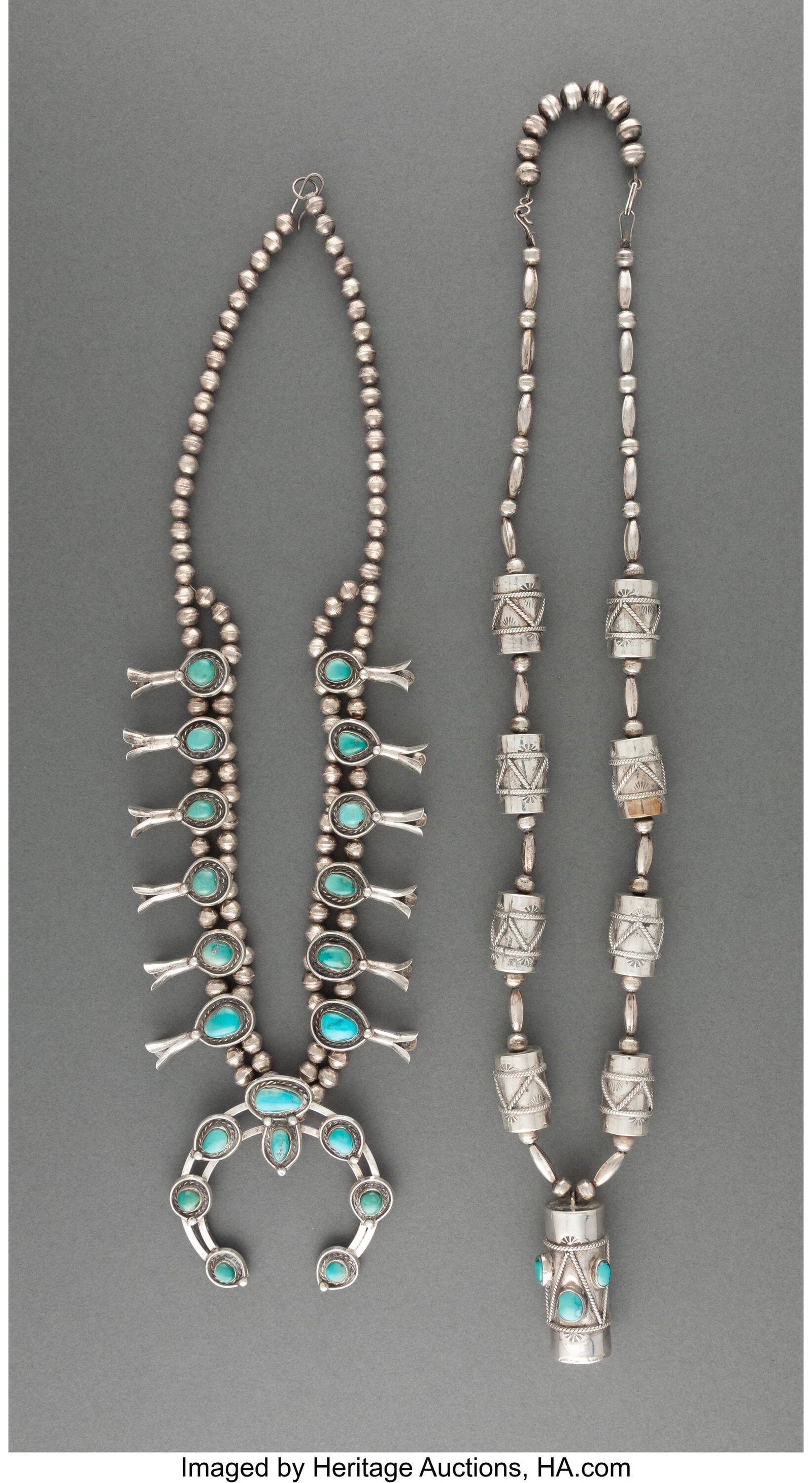 Two Navajo Necklaces c. 1975 and 2000 silver,  (1 of 2)