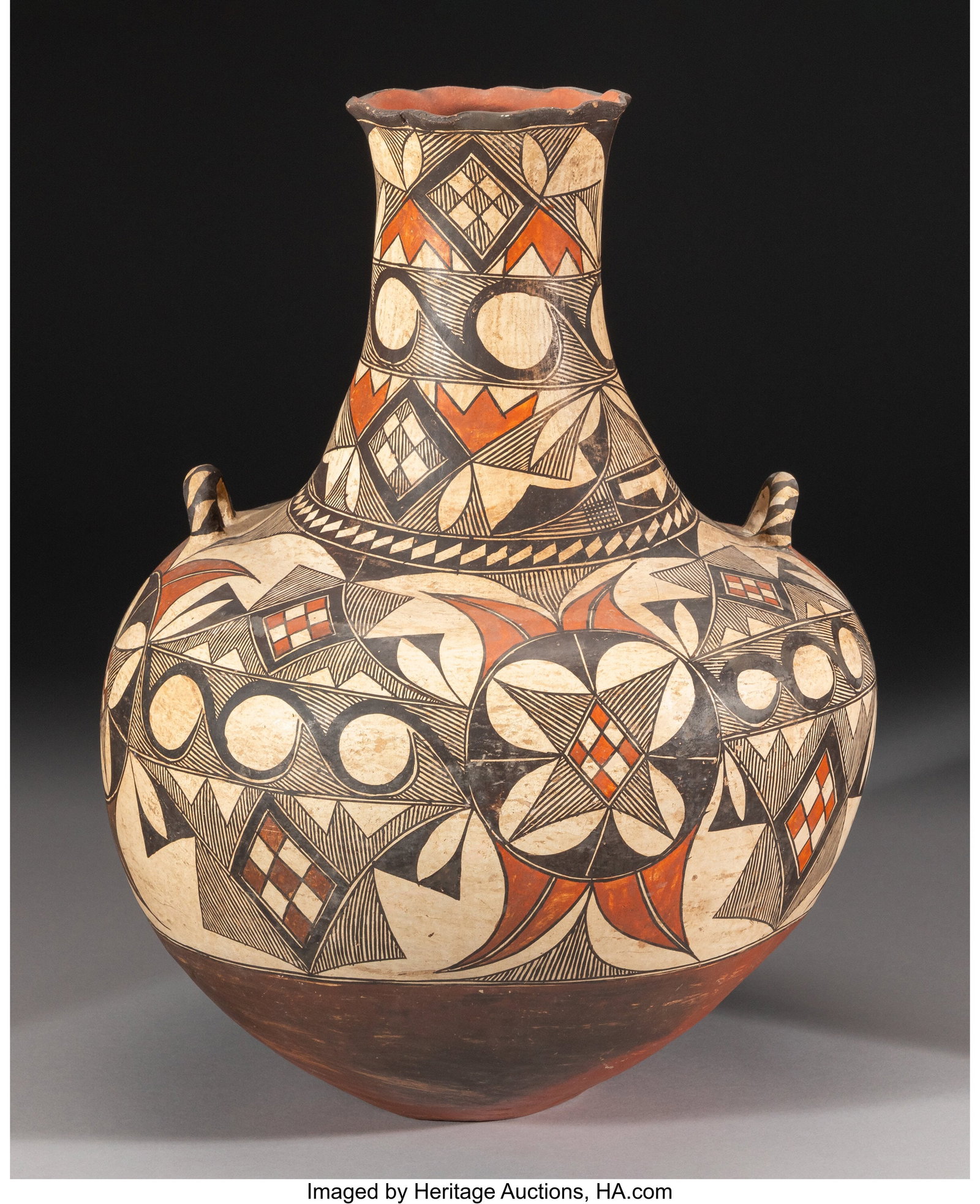 A Large Acoma Polychrome Jar with Lug Handles c (1 of 4)