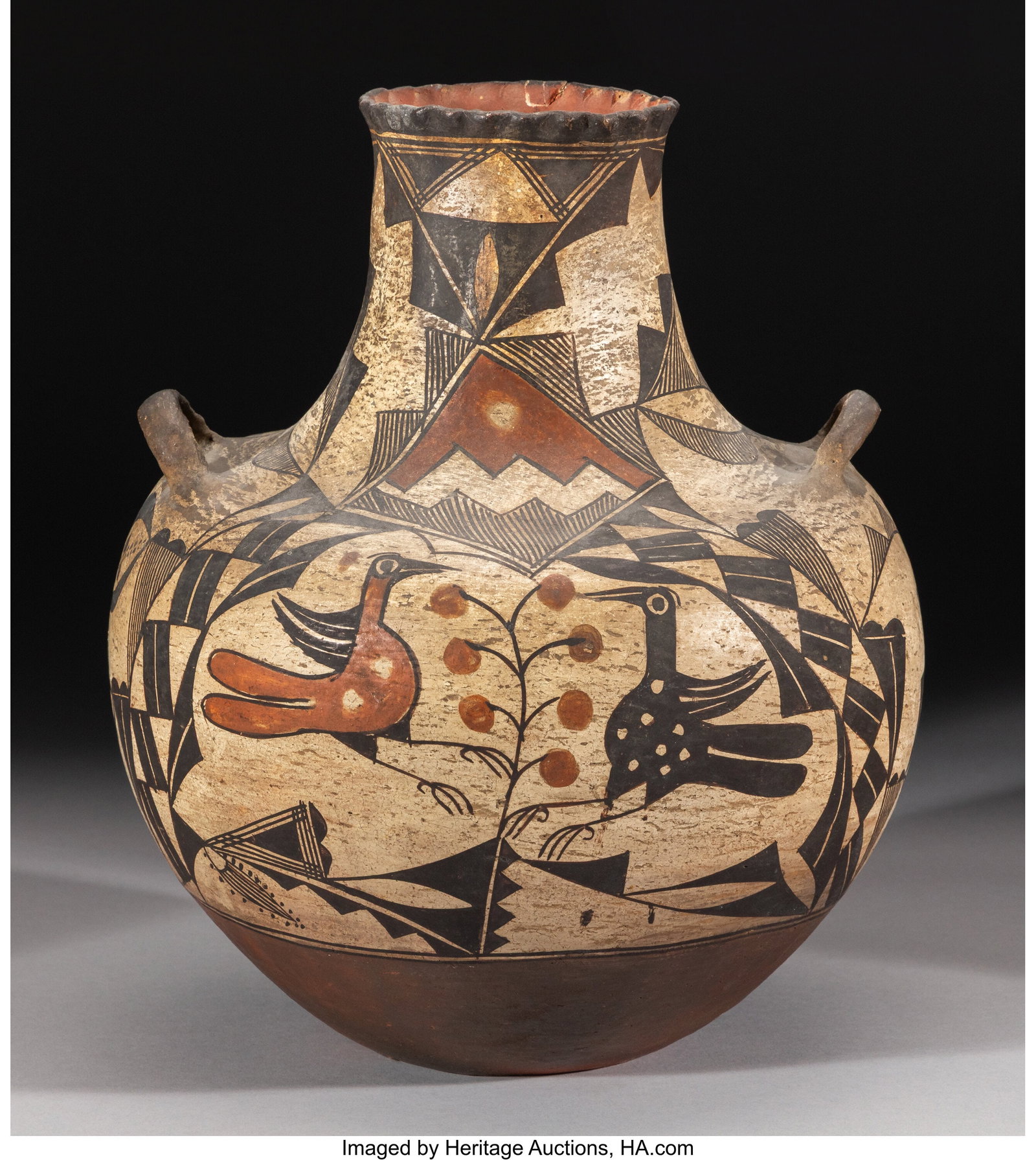 An Acoma Polychrome Jar c. 1890 clay, paint : An Acoma Polychrome Jar c. 1890 clay, paint Height: 12 &frac12; inches HID03101062020 © 2026 Heritage Auctions | All Rights Reserved www.HA.com/