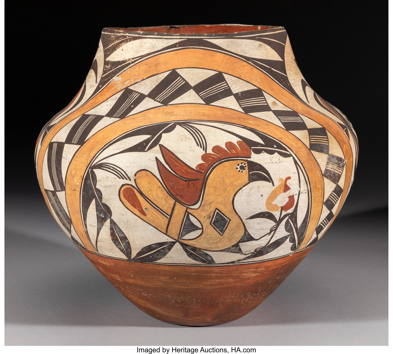An Acoma Four-Color Storage Jar c. 1885 clay,  (1 of 4)