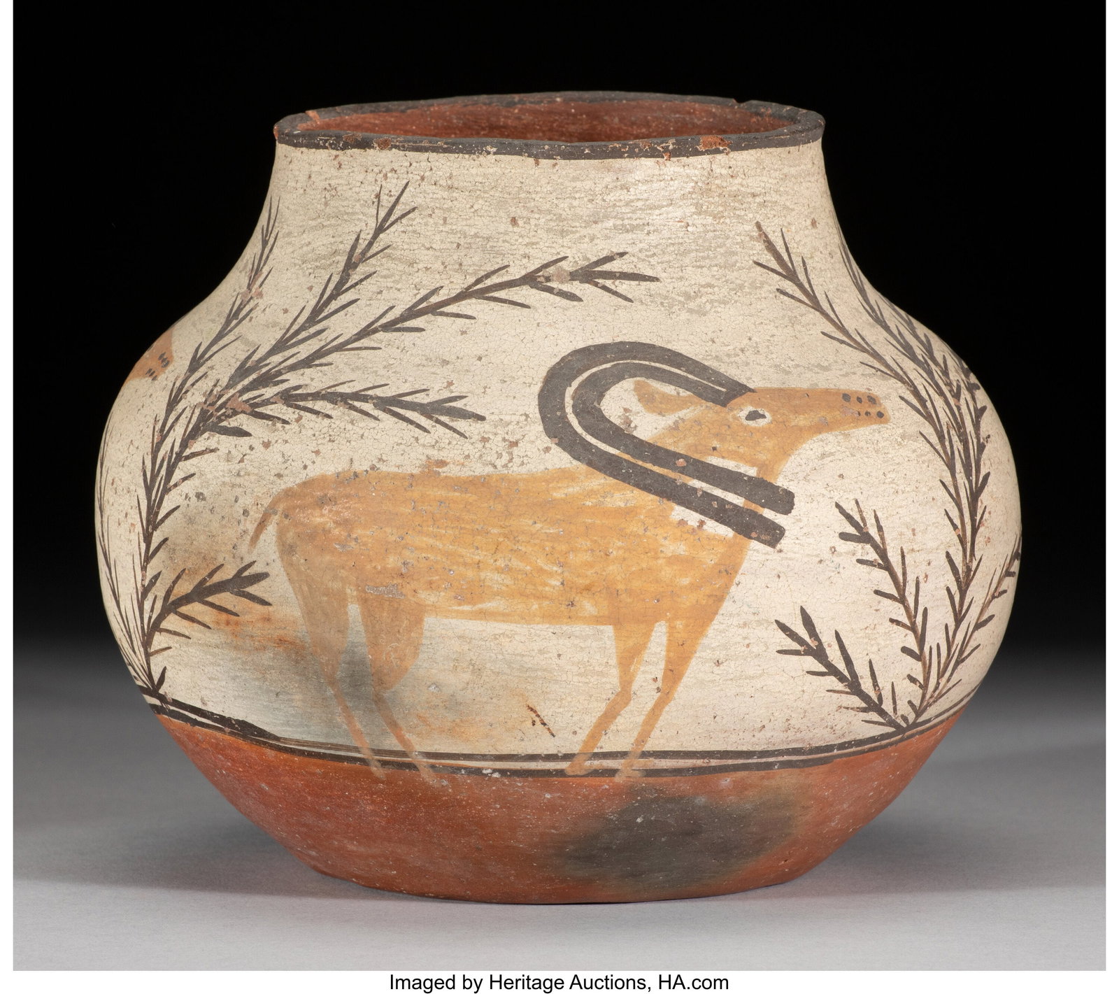 A Zia Polychrome Jar c. 1935 clay, paint Diam (1 of 3)