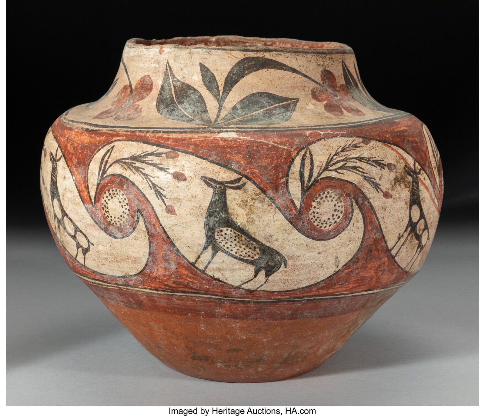 A Zia Polychrome Jar c. 1885 clay, paint Diam (1 of 3)