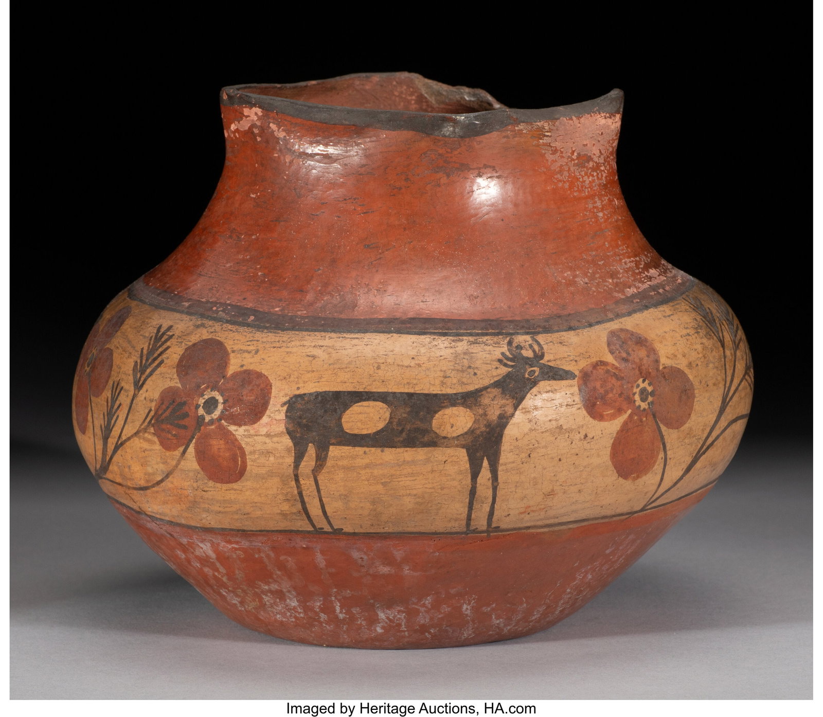 A Zia Polychrome Jar c. 1925 clay, paint Diam (1 of 4)