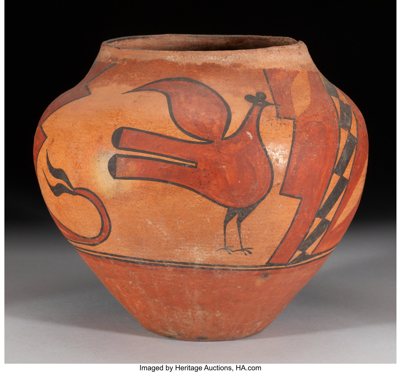 A Zia Polychrome Jar c. 1940 clay, paint Prov (1 of 4)