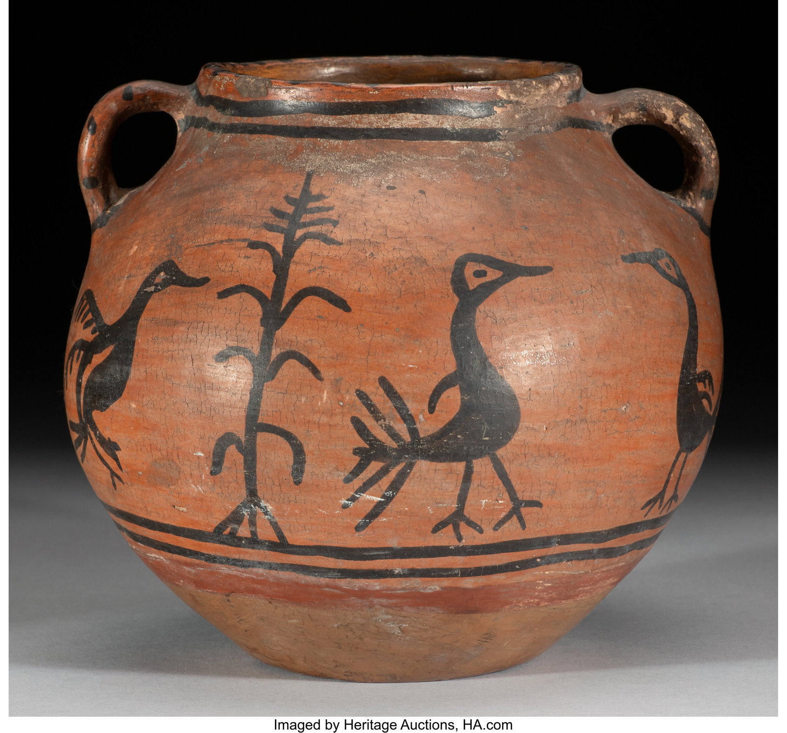 A San Ildefonso Black-on-Red Jar with Lug Handle (1 of 4)