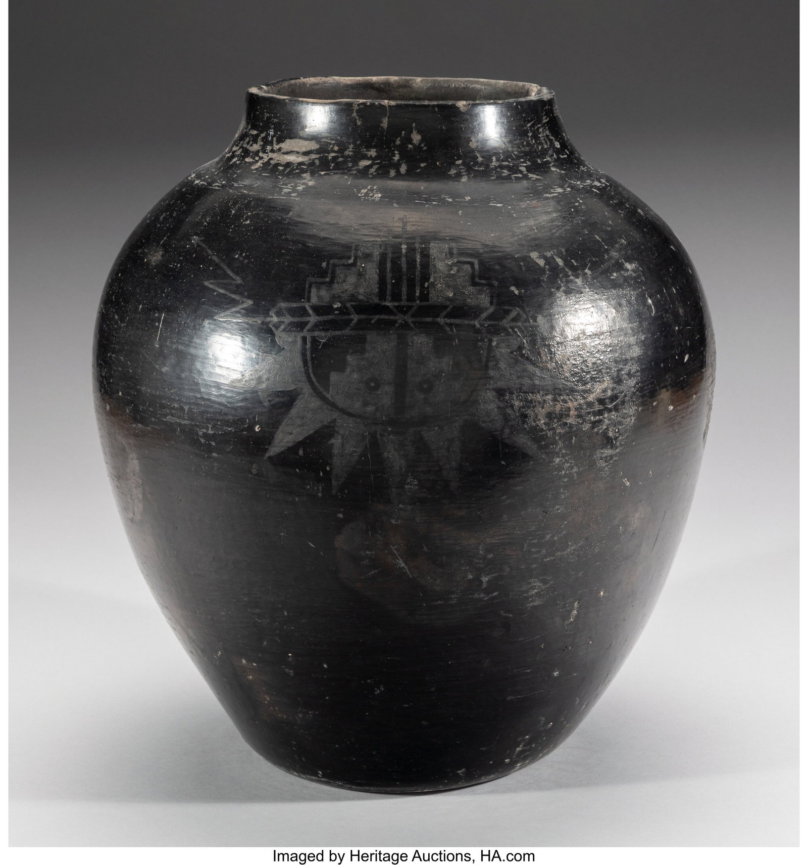 A Santa Clara Blackware Storage Jar c. 1930 cl (1 of 3)