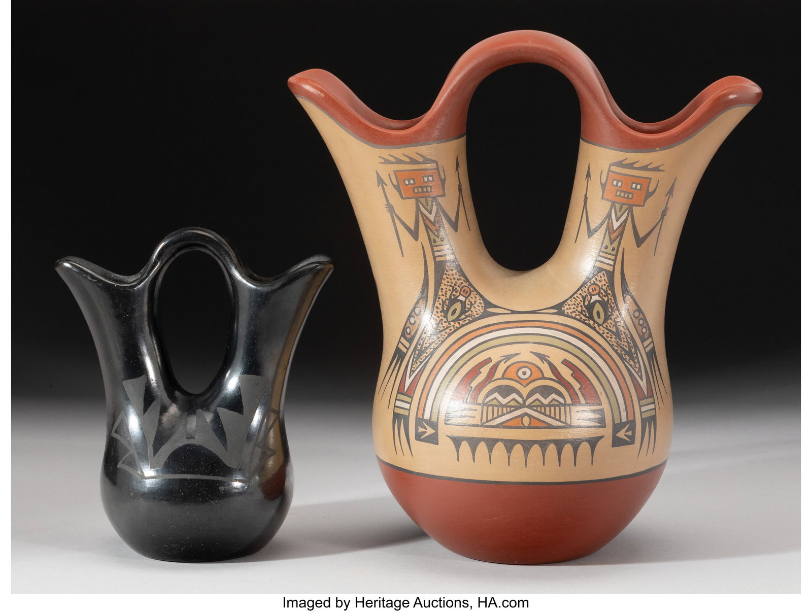 Two Santa Clara Wedding Vases c. 1965 one sign (1 of 5)