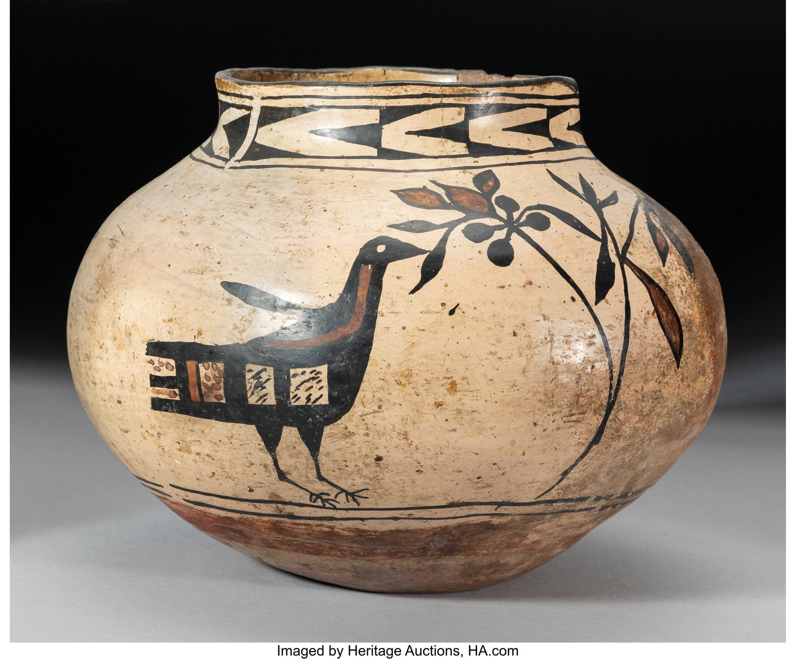 A Santo Domingo Polychrome Jar c. 1915 clay, p (1 of 4)