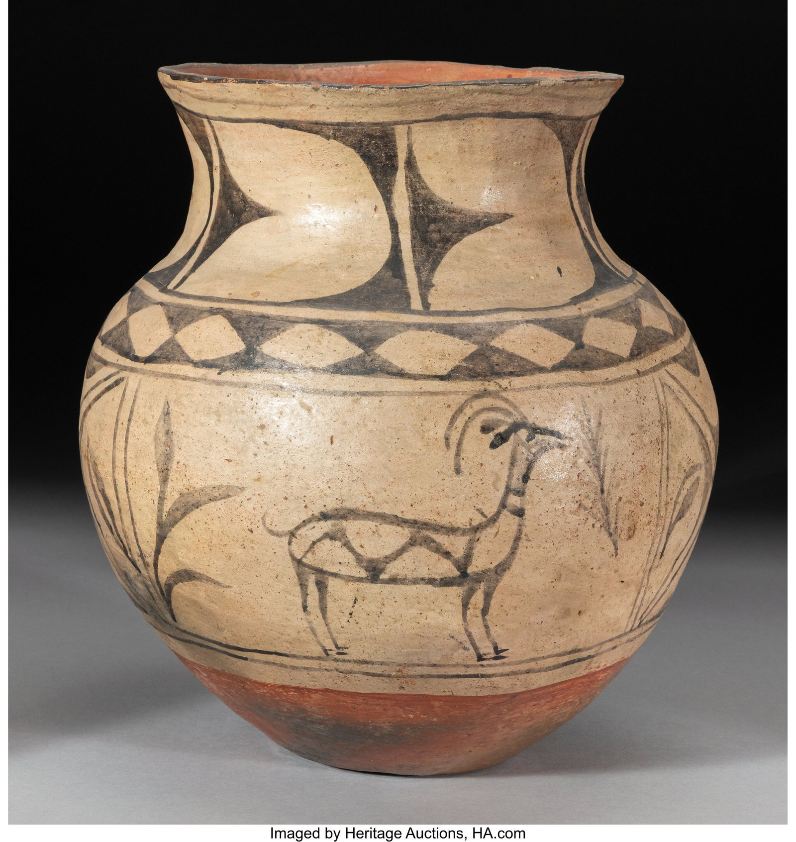A Santo Domingo Polychrome Jar c. 1935 clay, p (1 of 4)