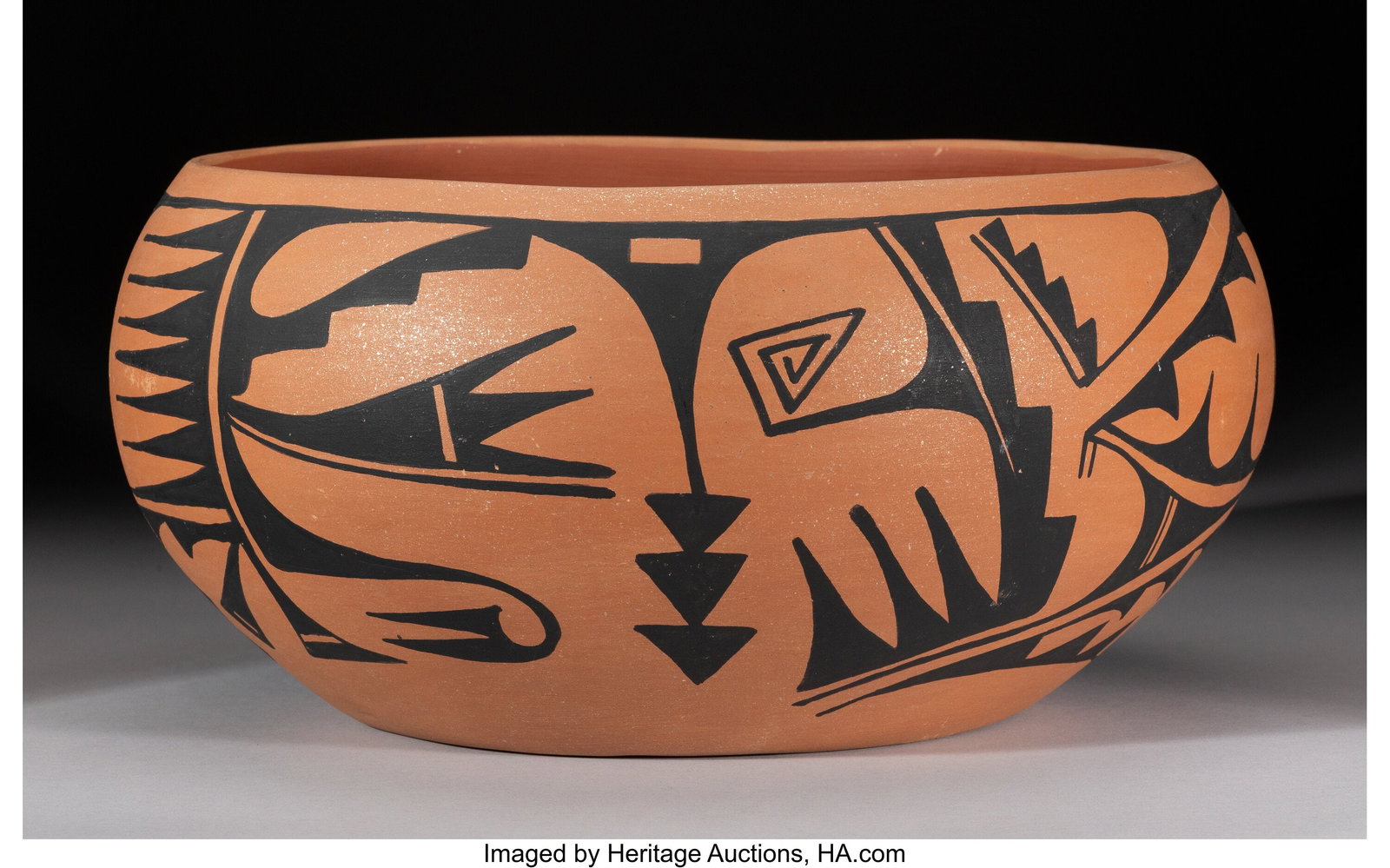 A San Ildefonso Black-on-Redware Bowl Carmelit (1 of 6)