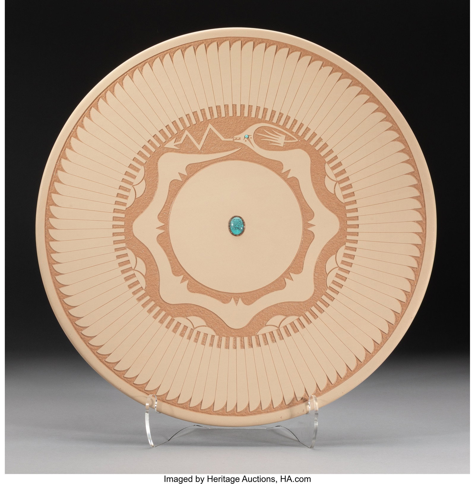 A Large San Ildefonso Buffware Plate John Gonz (1 of 3)